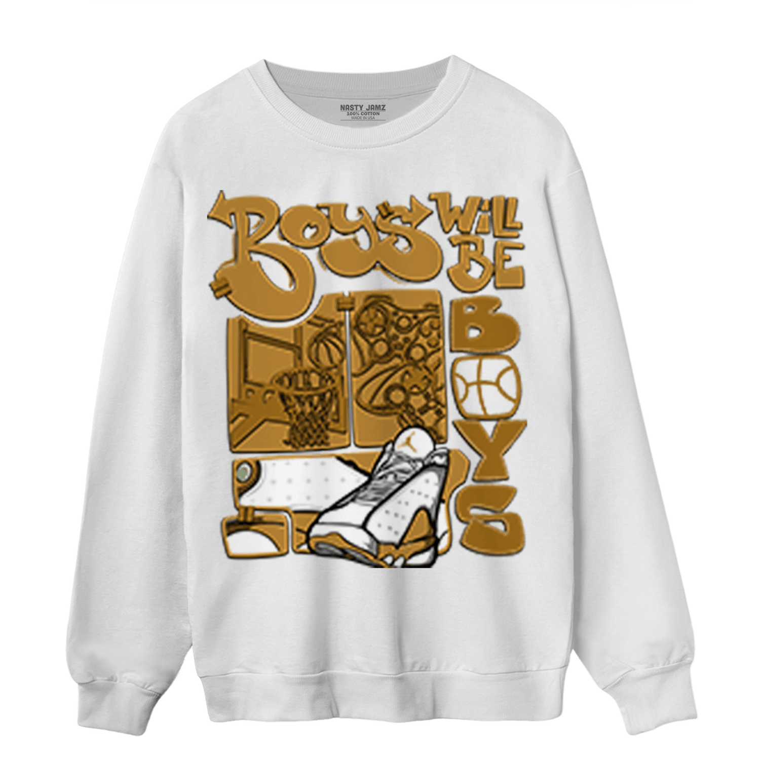 Wheat 13s Sweatshirt Match Boys Will Be Boys - NastyJamz