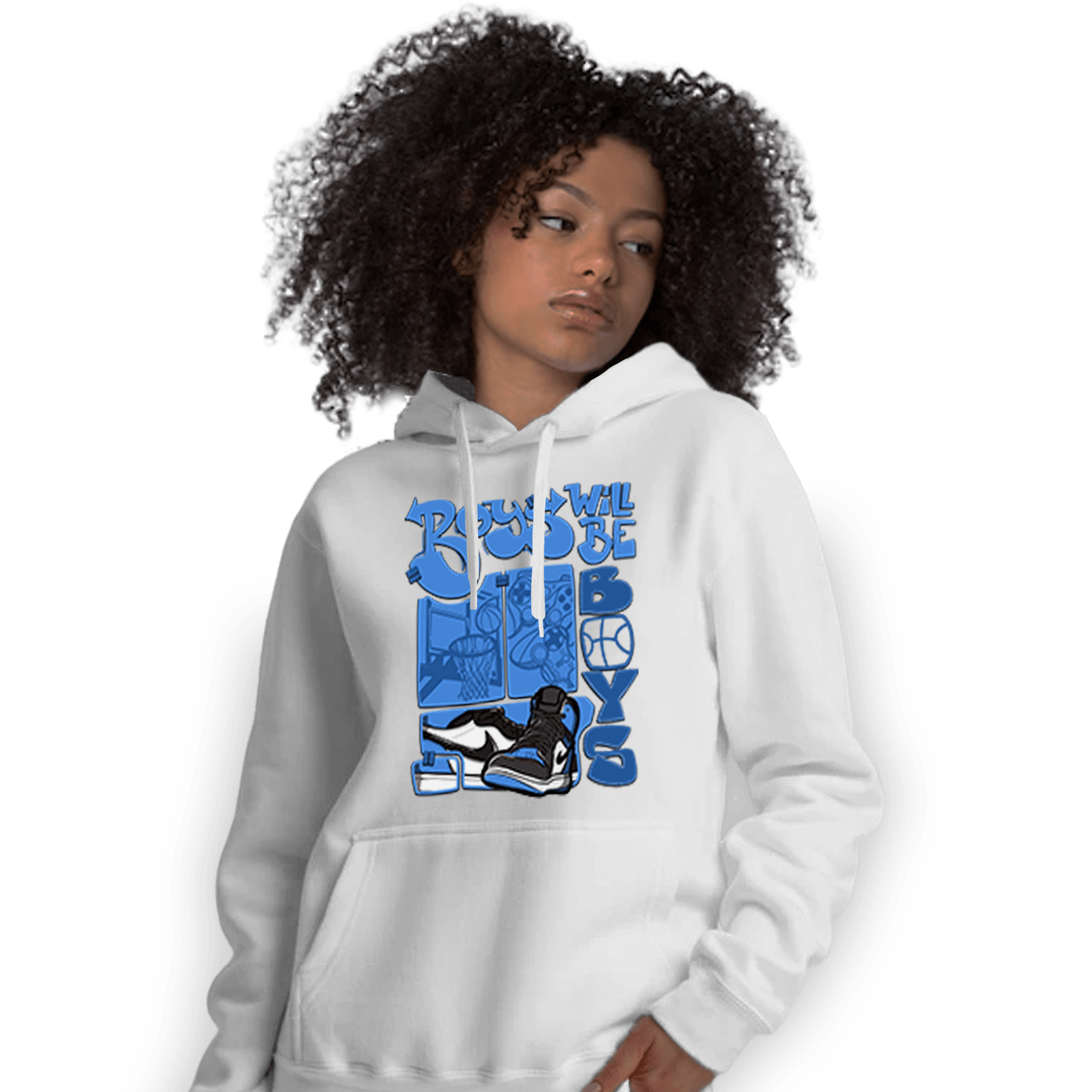 University Blue Toe 1s Hoodie Match Boys Will Be Boys - NastyJamz