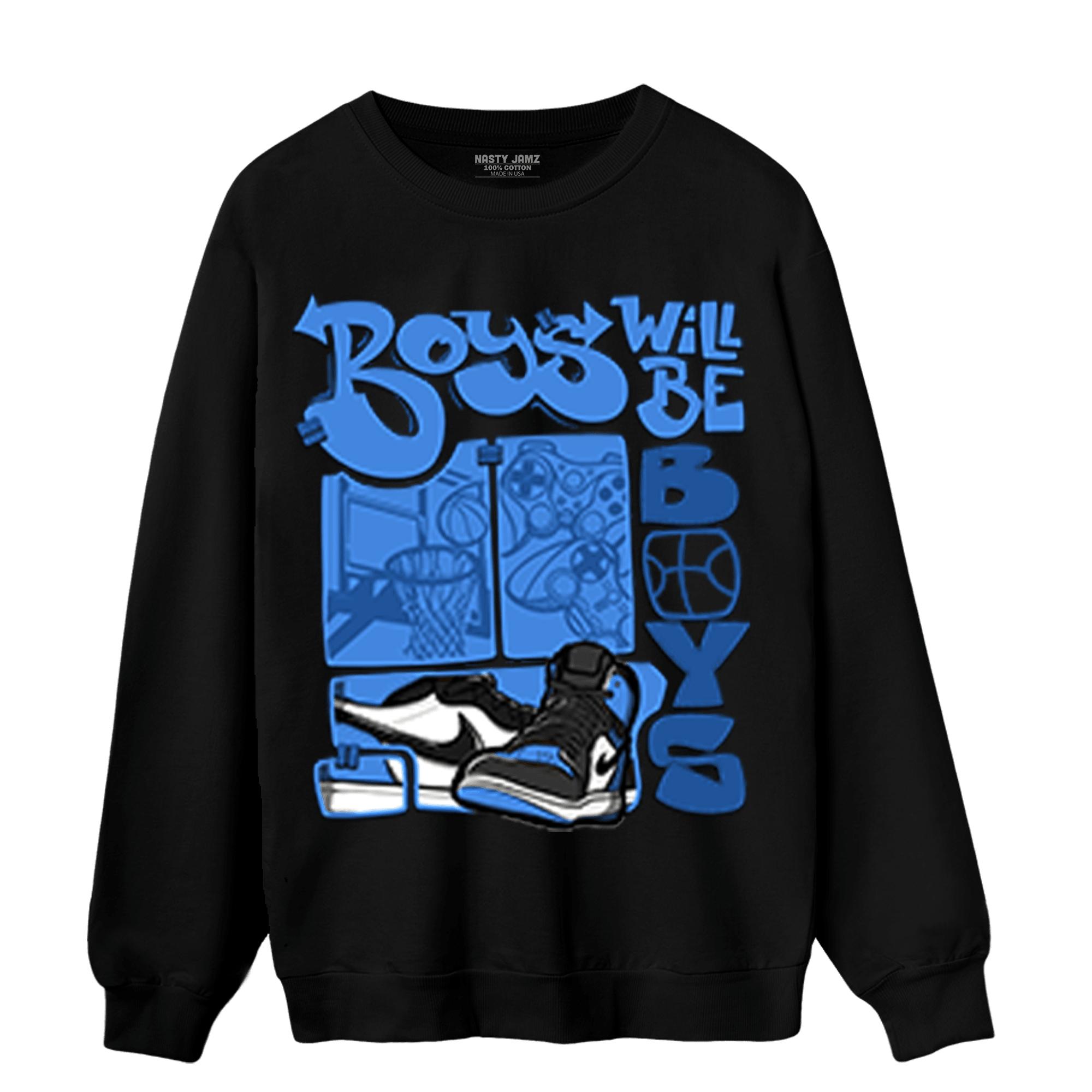 University Blue Toe 1s Sweatshirt Match Boys Will Be Boys - NastyJamz