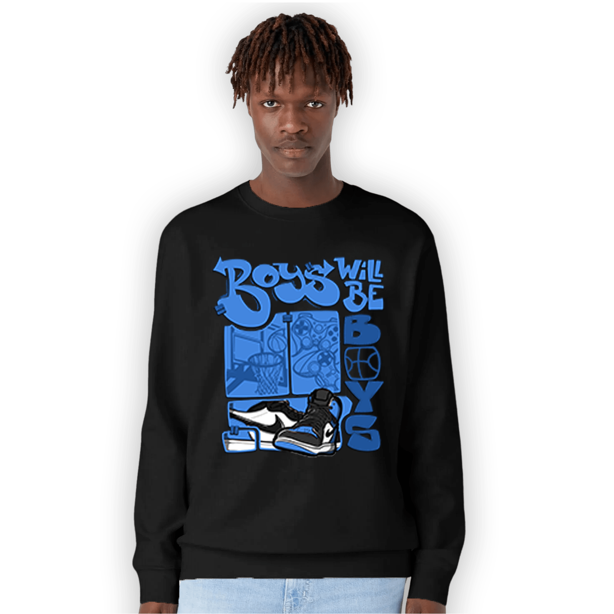 University Blue Toe 1s Sweatshirt Match Boys Will Be Boys - NastyJamz