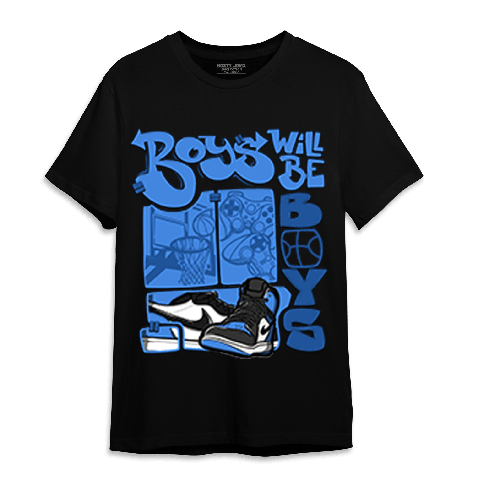 University Blue Toe 1s T Shirt Match Boys Will Be Boys - NastyJamz