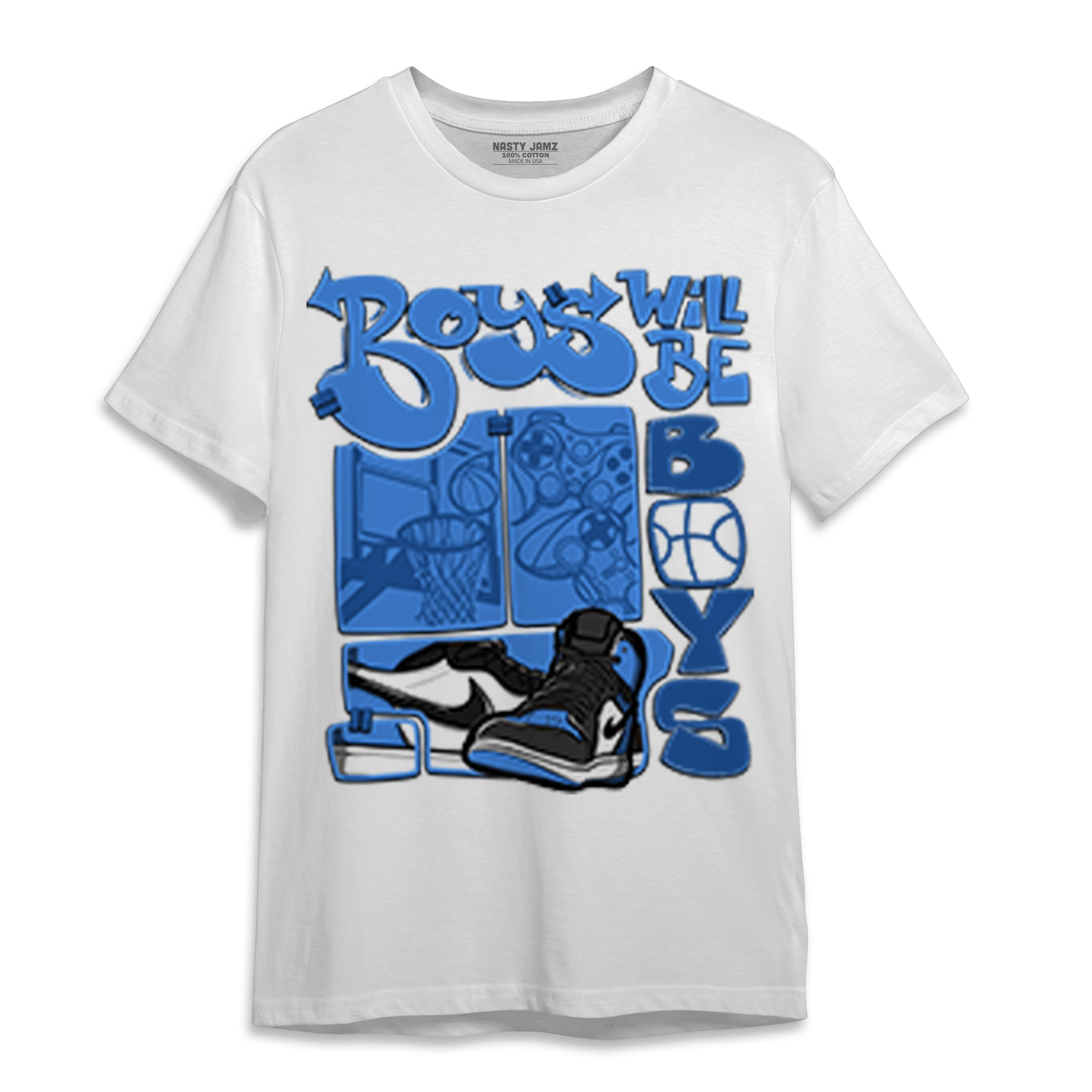 University Blue Toe 1s T Shirt Match Boys Will Be Boys - NastyJamz