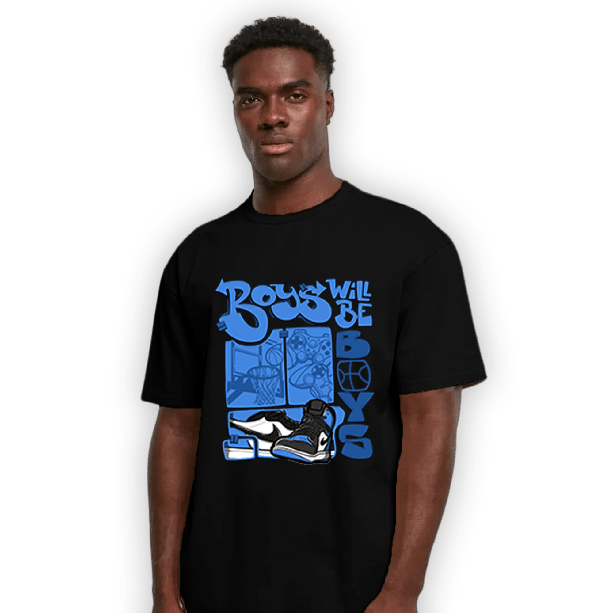 University Blue Toe 1s T Shirt Match Boys Will Be Boys - NastyJamz