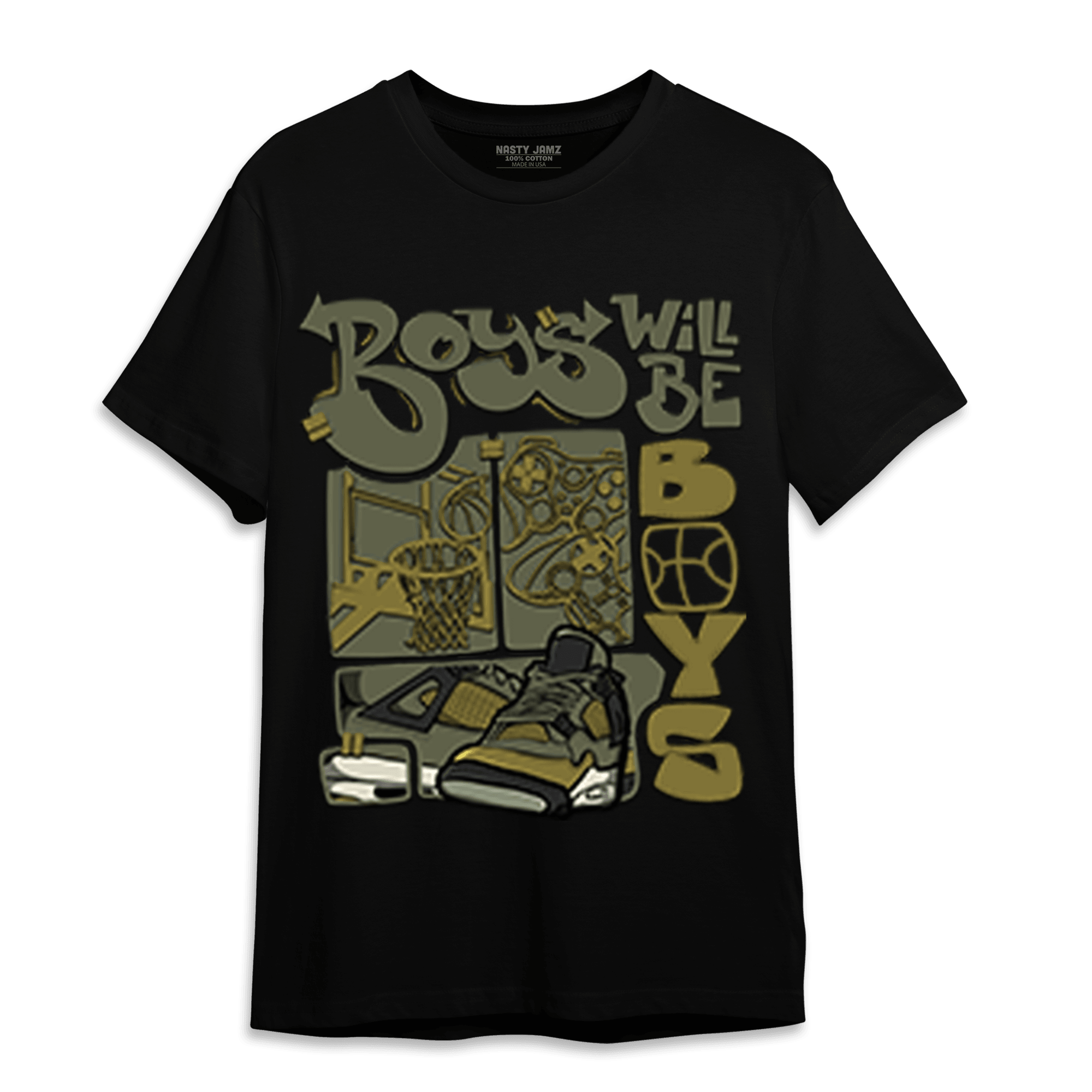 SE Craft Medium Olive 4s T Shirt Match Boys Will Be Boys - NastyJamz