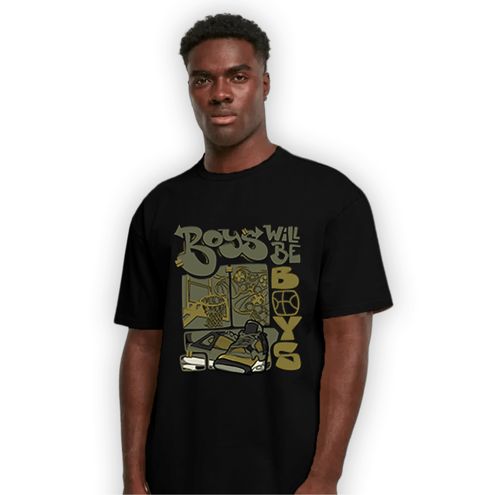 SE Craft Medium Olive 4s T Shirt Match Boys Will Be Boys - NastyJamz