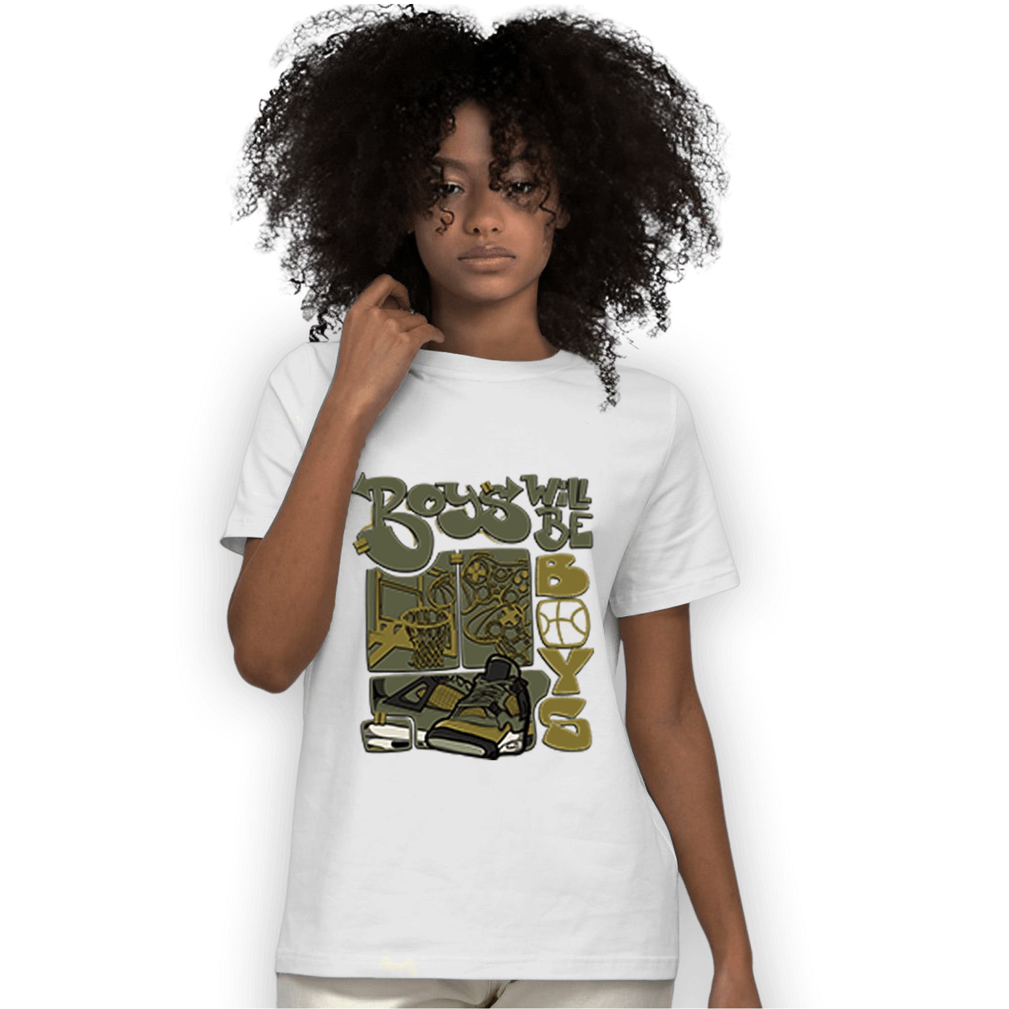 SE Craft Medium Olive 4s T Shirt Match Boys Will Be Boys - NastyJamz