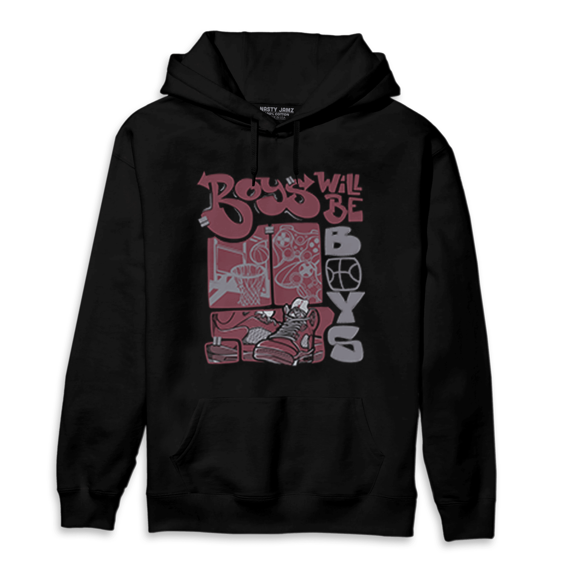 Burgundy 5s Hoodie Match Boys Will Be Boys - NastyJamz