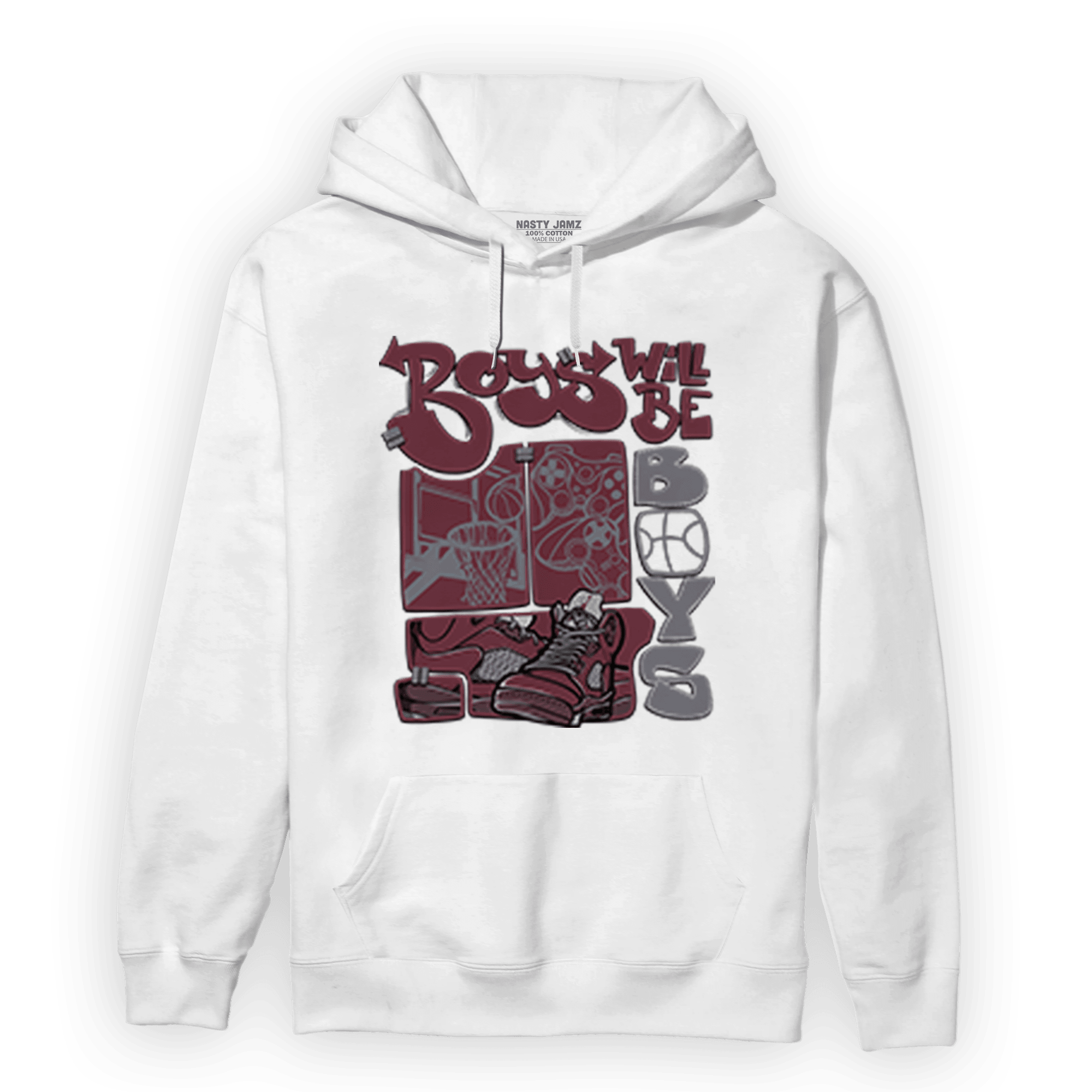 Burgundy 5s Hoodie Match Boys Will Be Boys - NastyJamz