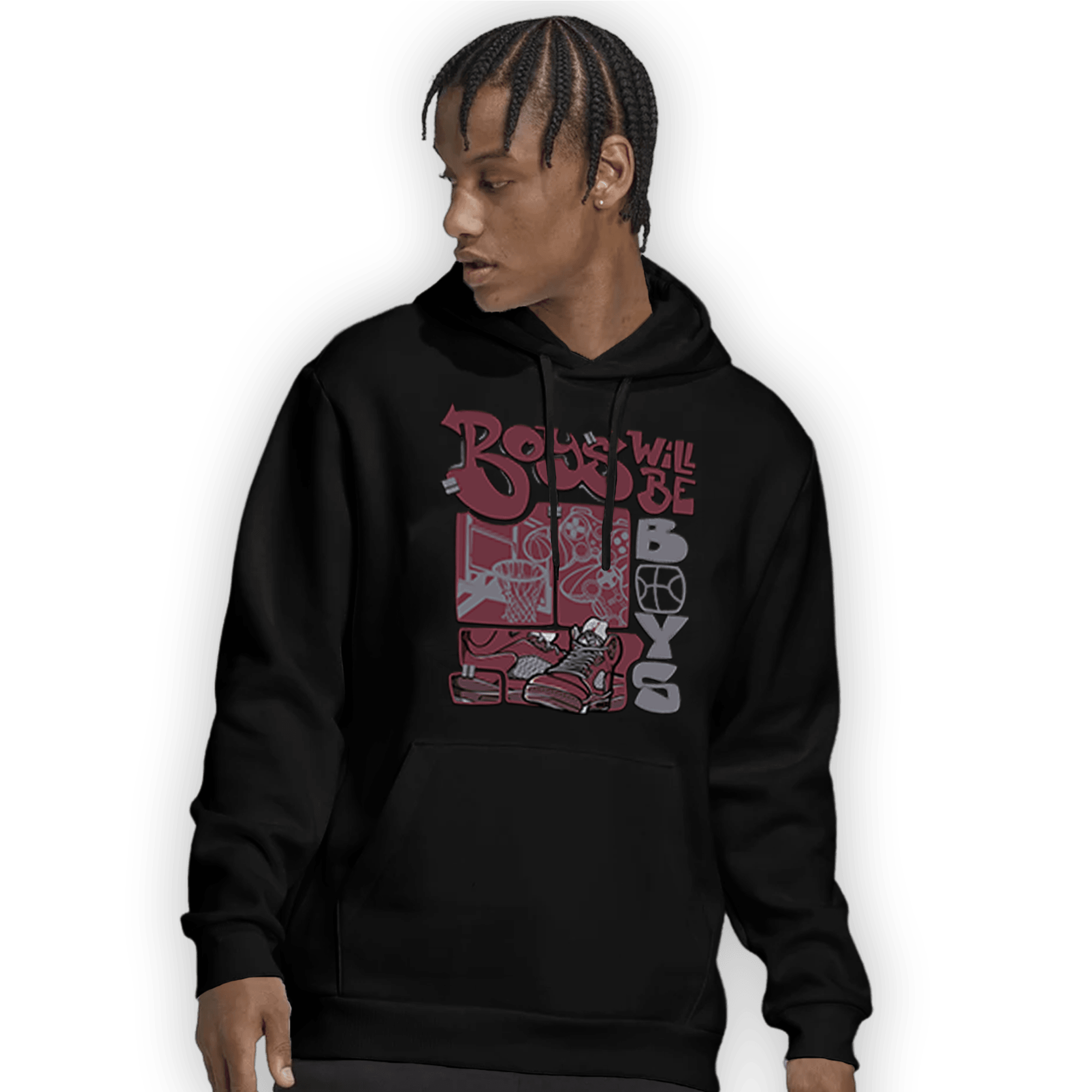 Burgundy 5s Hoodie Match Boys Will Be Boys - NastyJamz