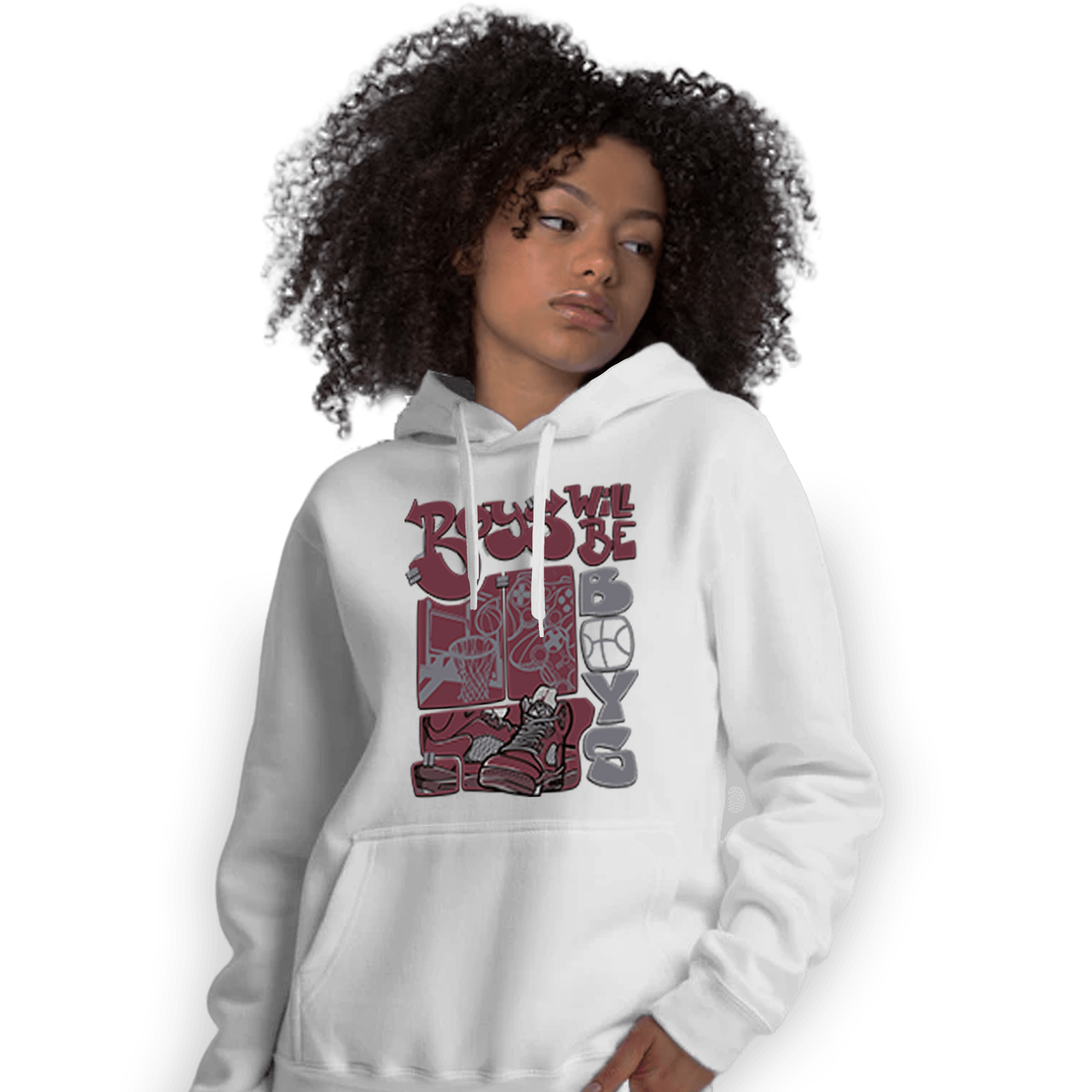 Burgundy 5s Hoodie Match Boys Will Be Boys - NastyJamz