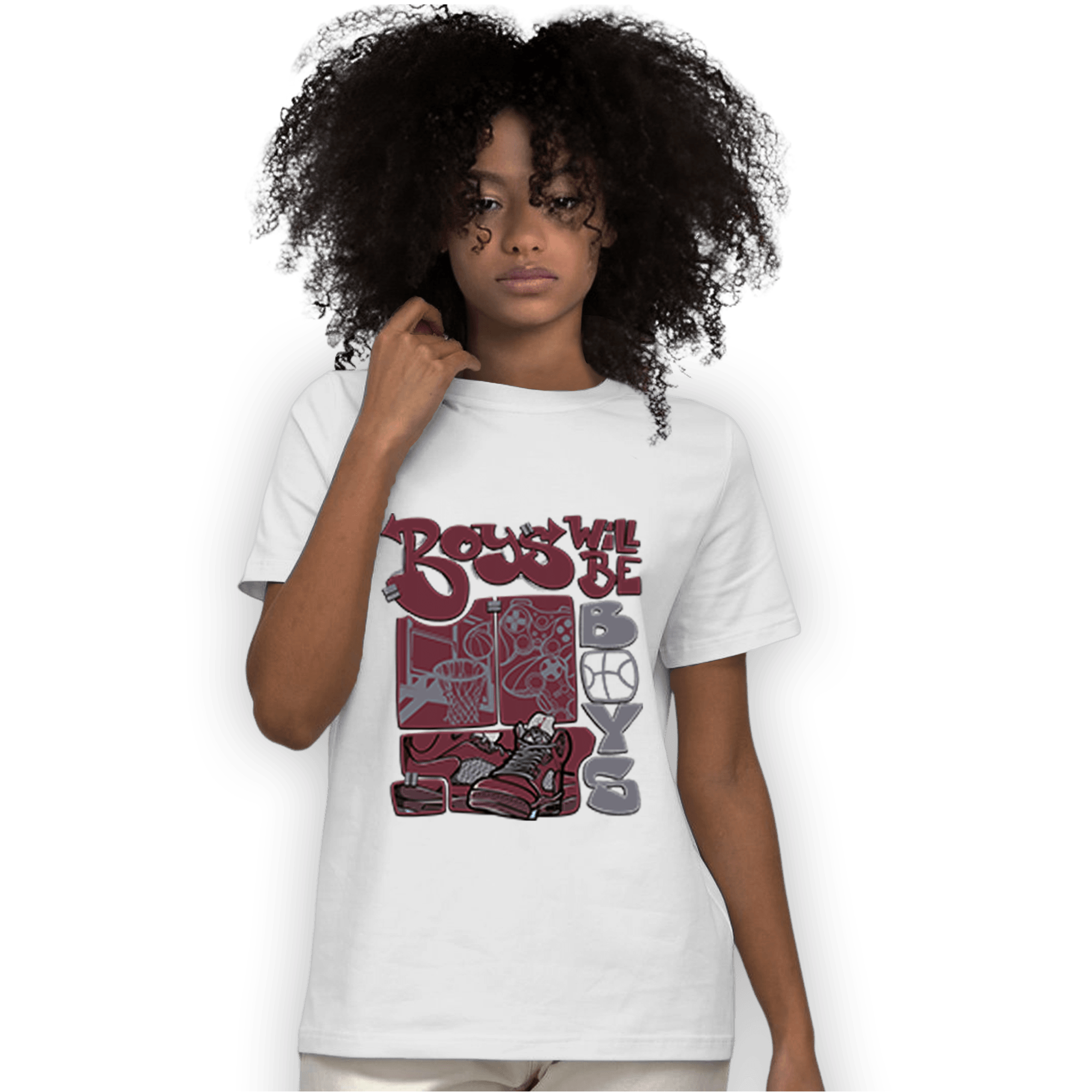 Burgundy 5s T Shirt Match Boys Will Be Boys - NastyJamz