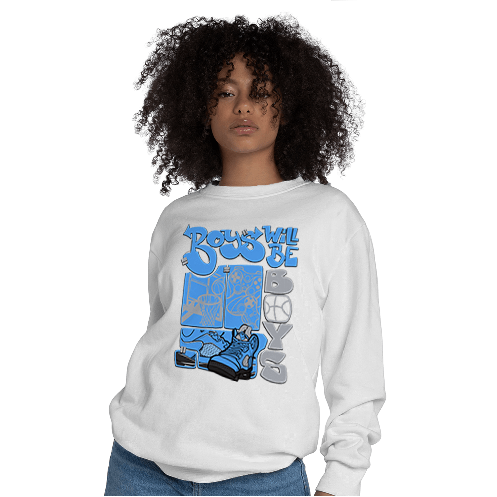 University Blue 5s Sweatshirt Match Boys Will Be Boys - NastyJamz
