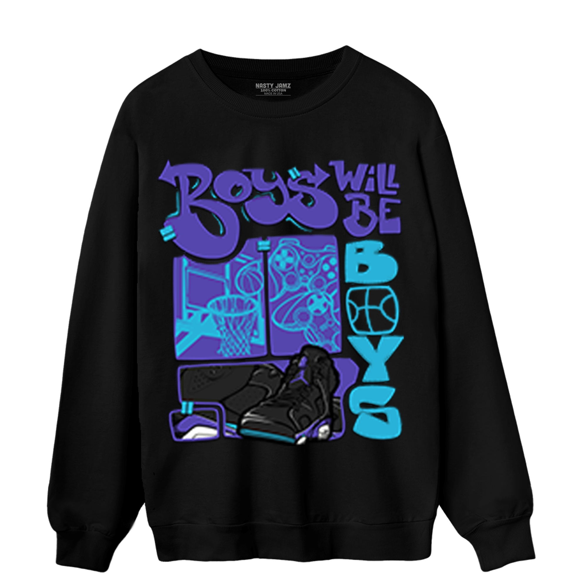 Aqua 6s Sweatshirt Match Boys Will Be Boys - NastyJamz