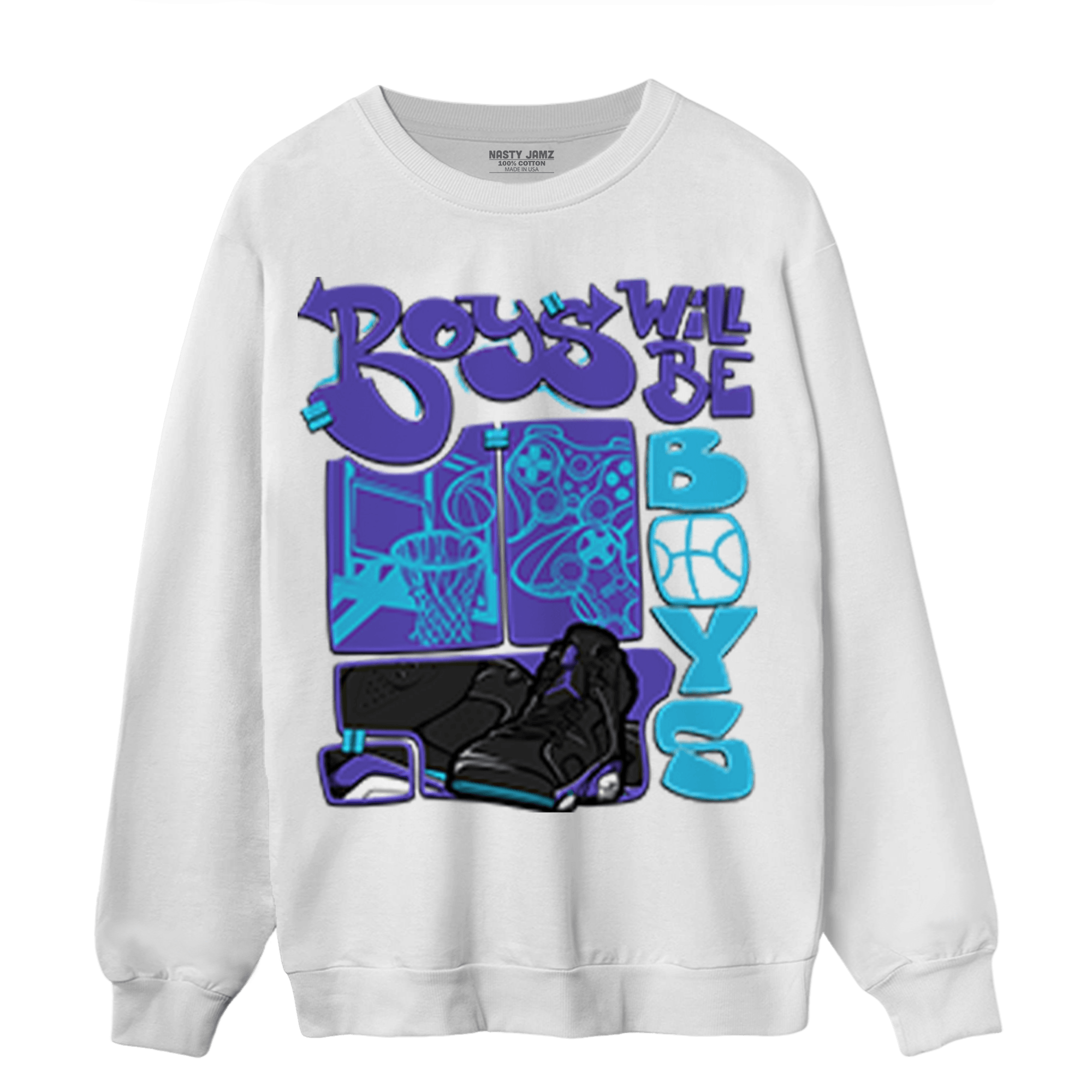 Aqua 6s Sweatshirt Match Boys Will Be Boys - NastyJamz