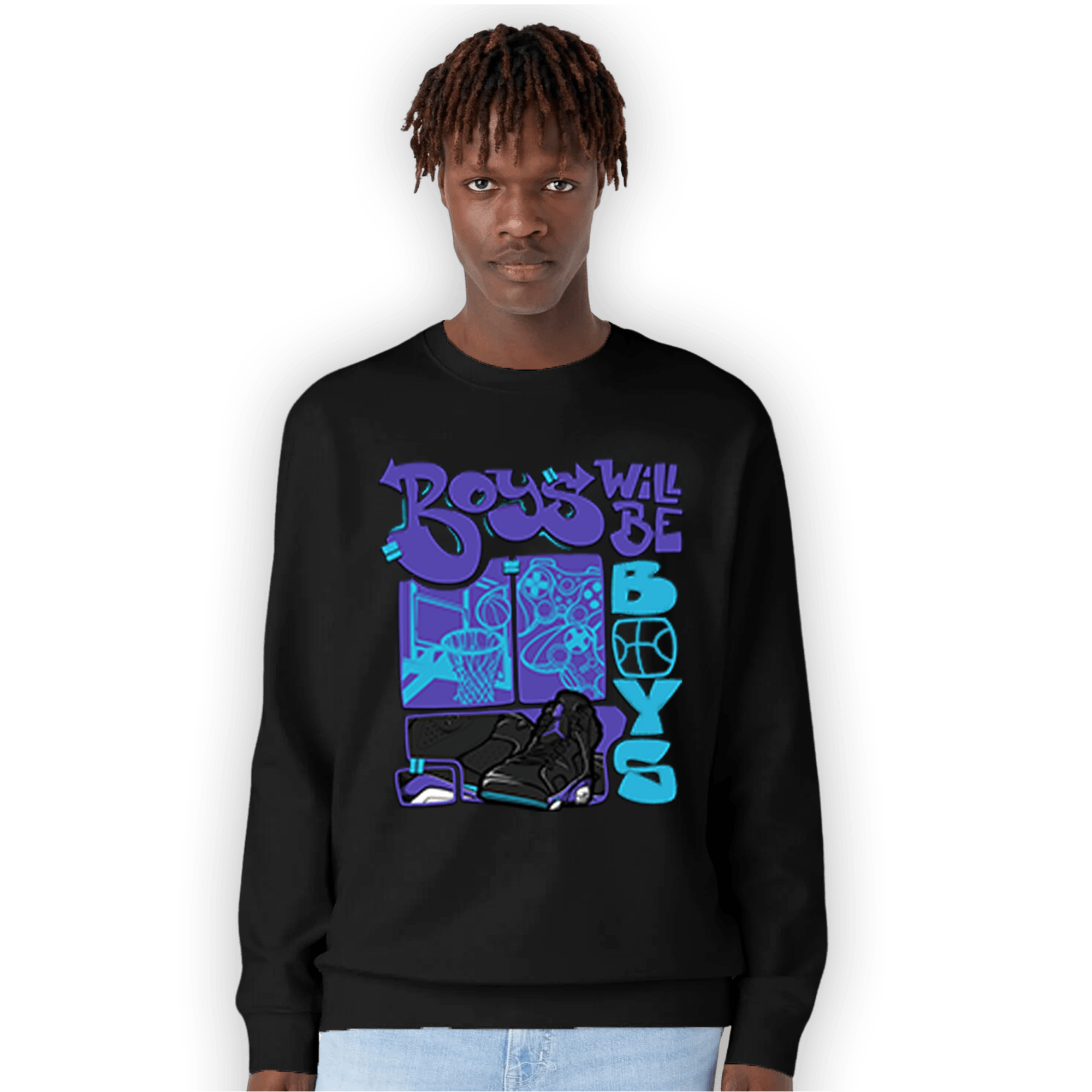 Aqua 6s Sweatshirt Match Boys Will Be Boys - NastyJamz