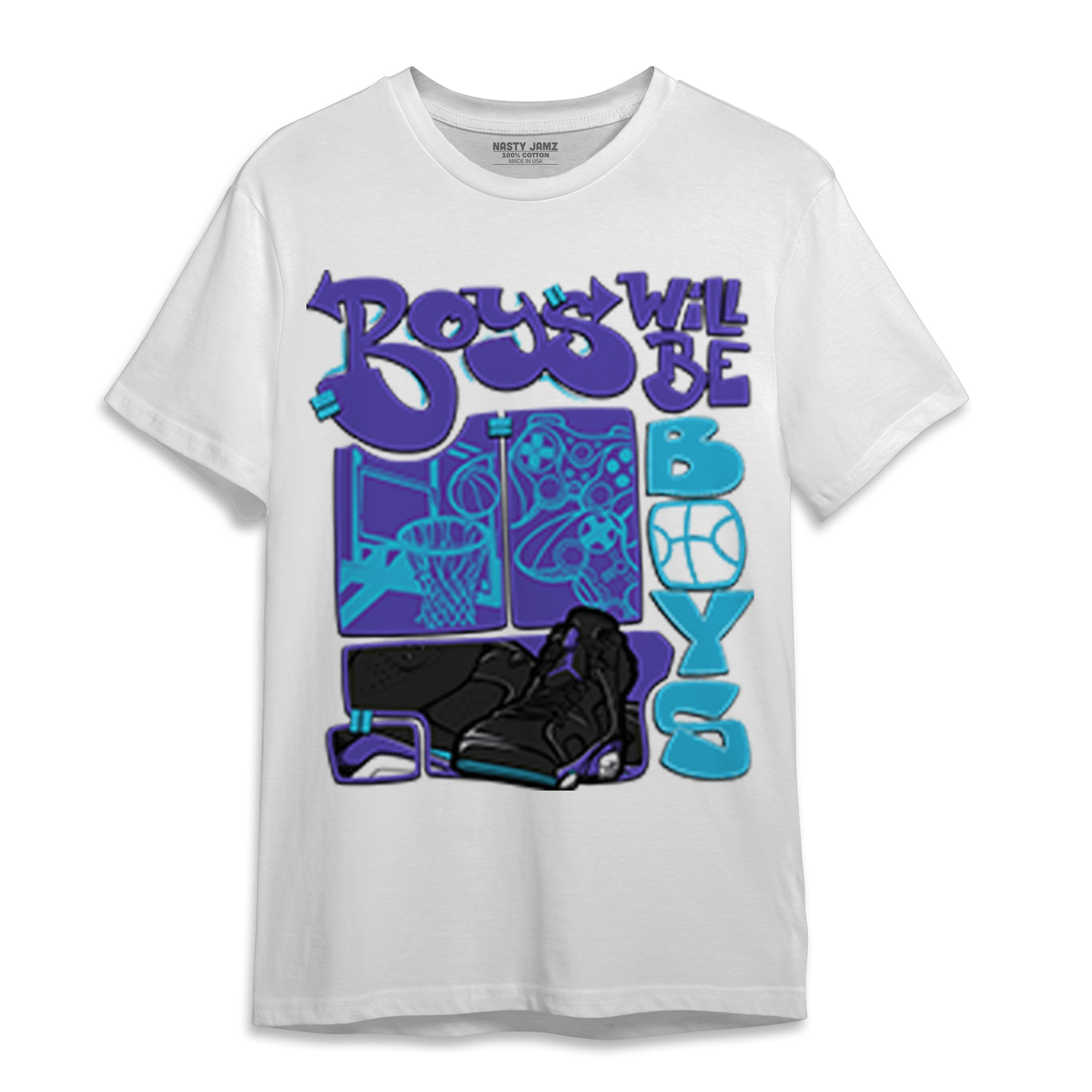 Aqua 6s T Shirt Match Boys Will Be Boys - NastyJamz