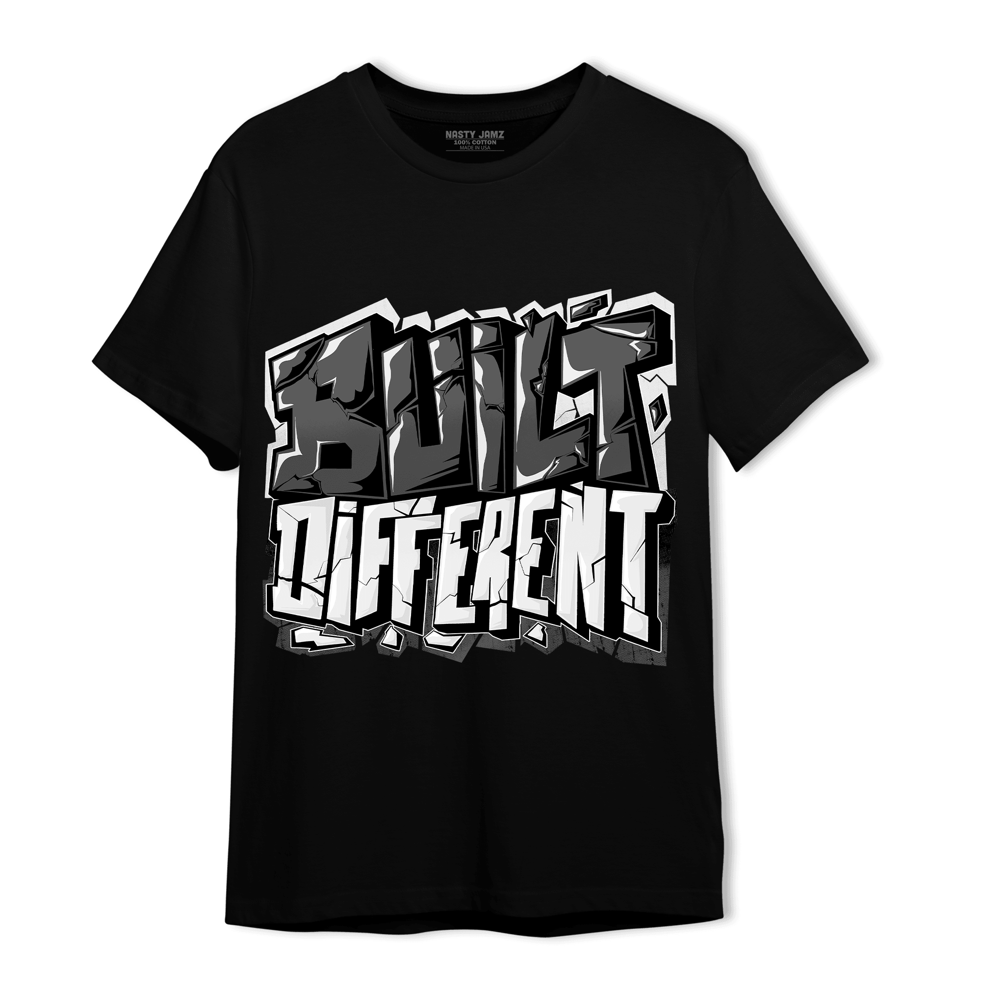 Black White 14s T Shirt Match Built Different - NastyJamz