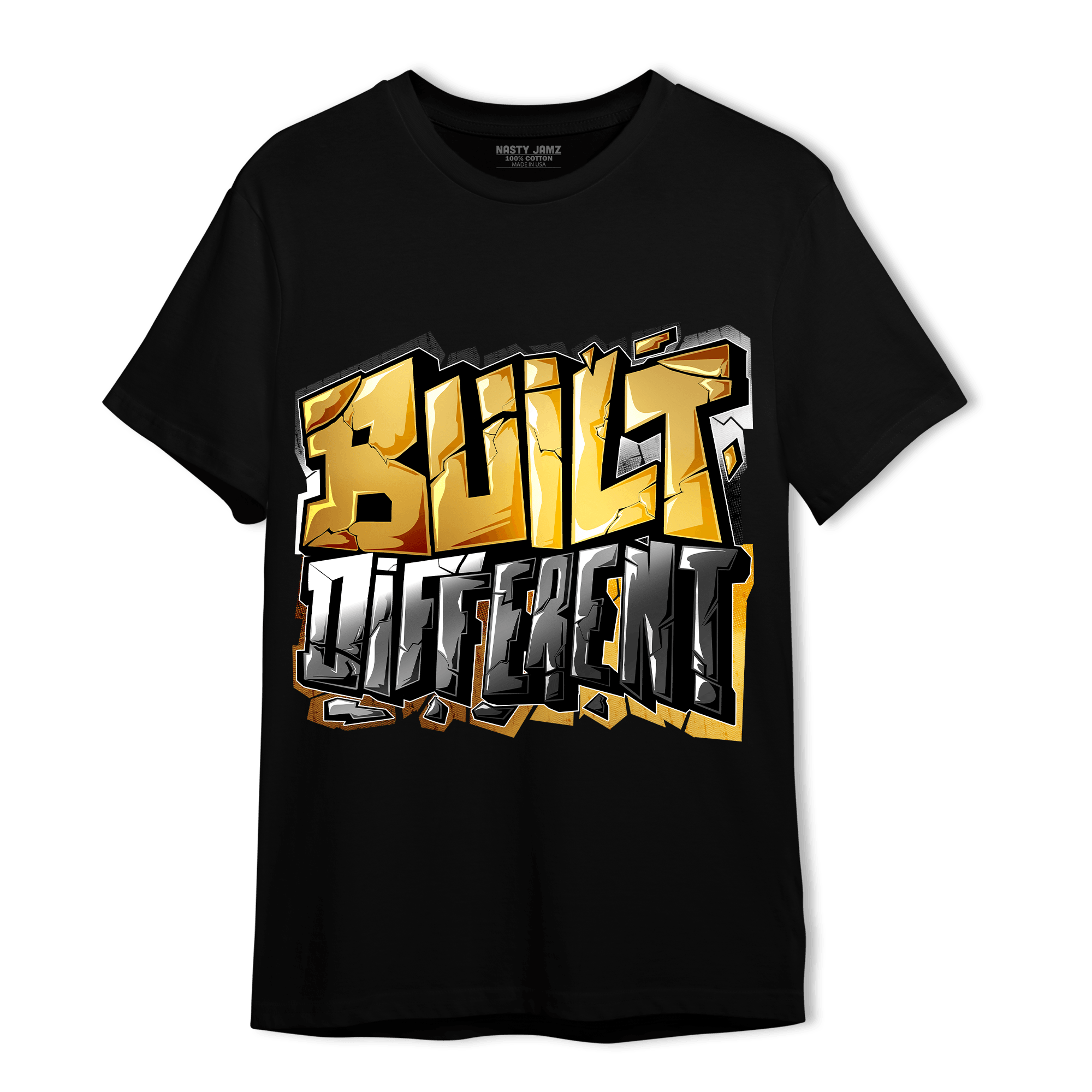 Mid SE Black Gold 1s T Shirt Match Built Different - NastyJamz
