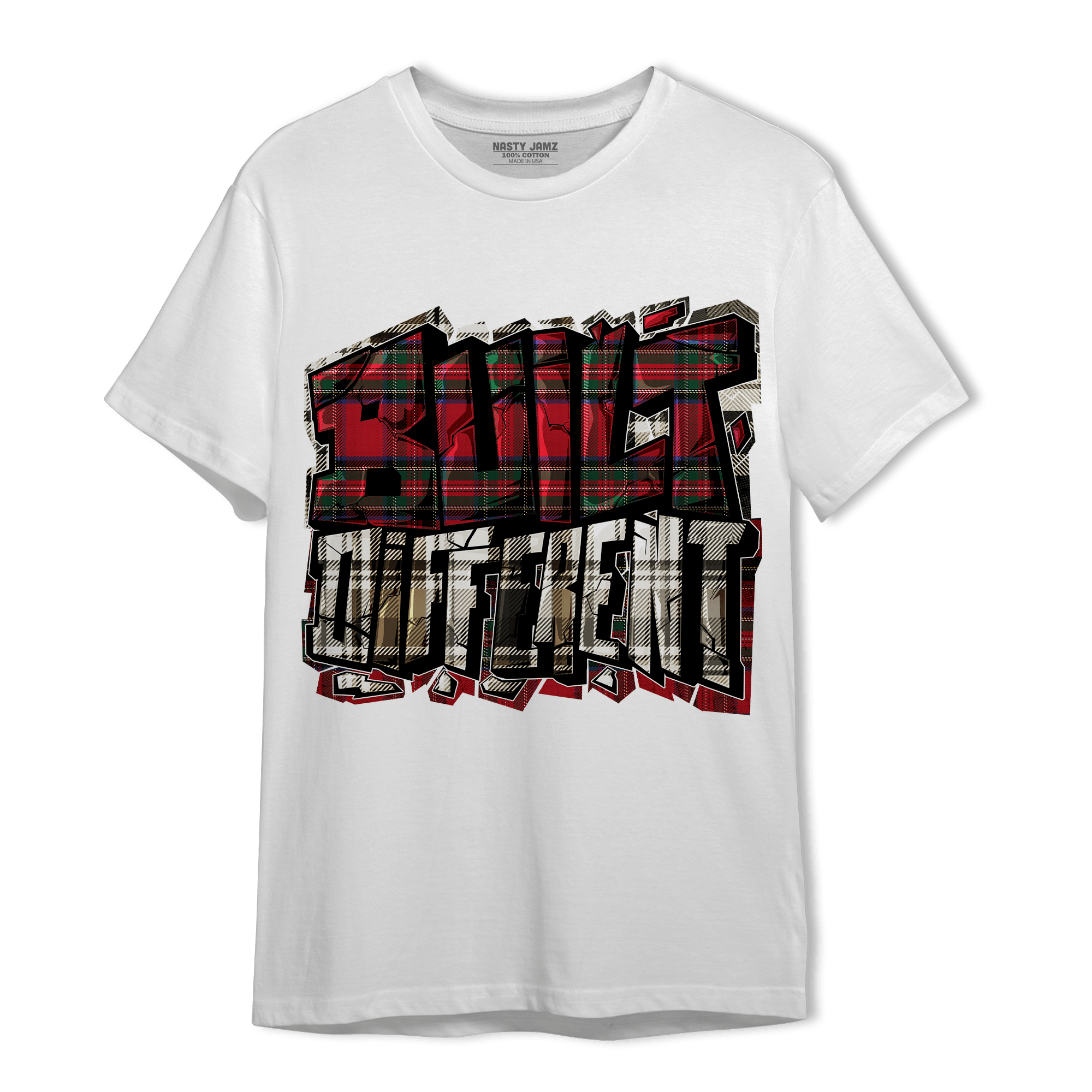 Plaid 5s T Shirt Match Built Different - NastyJamz