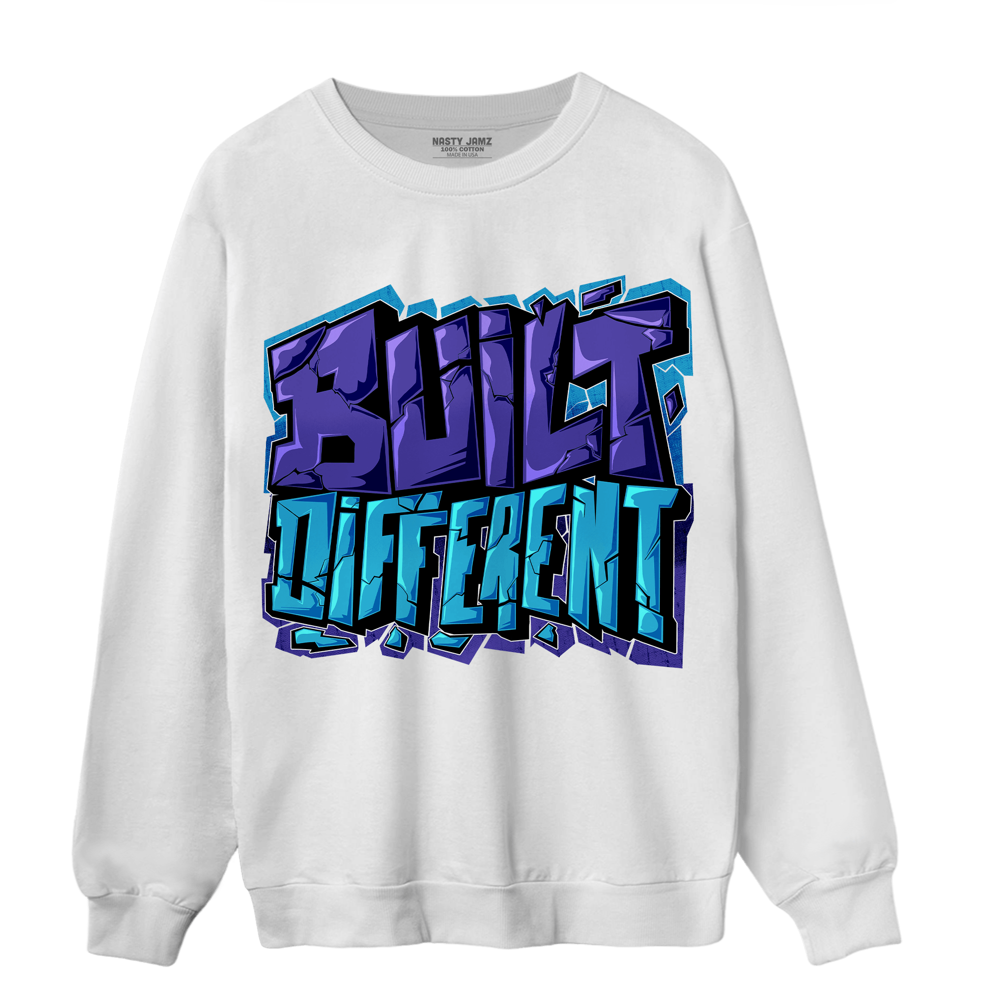 Aqua 6s Sweatshirt Match Built Different - NastyJamz