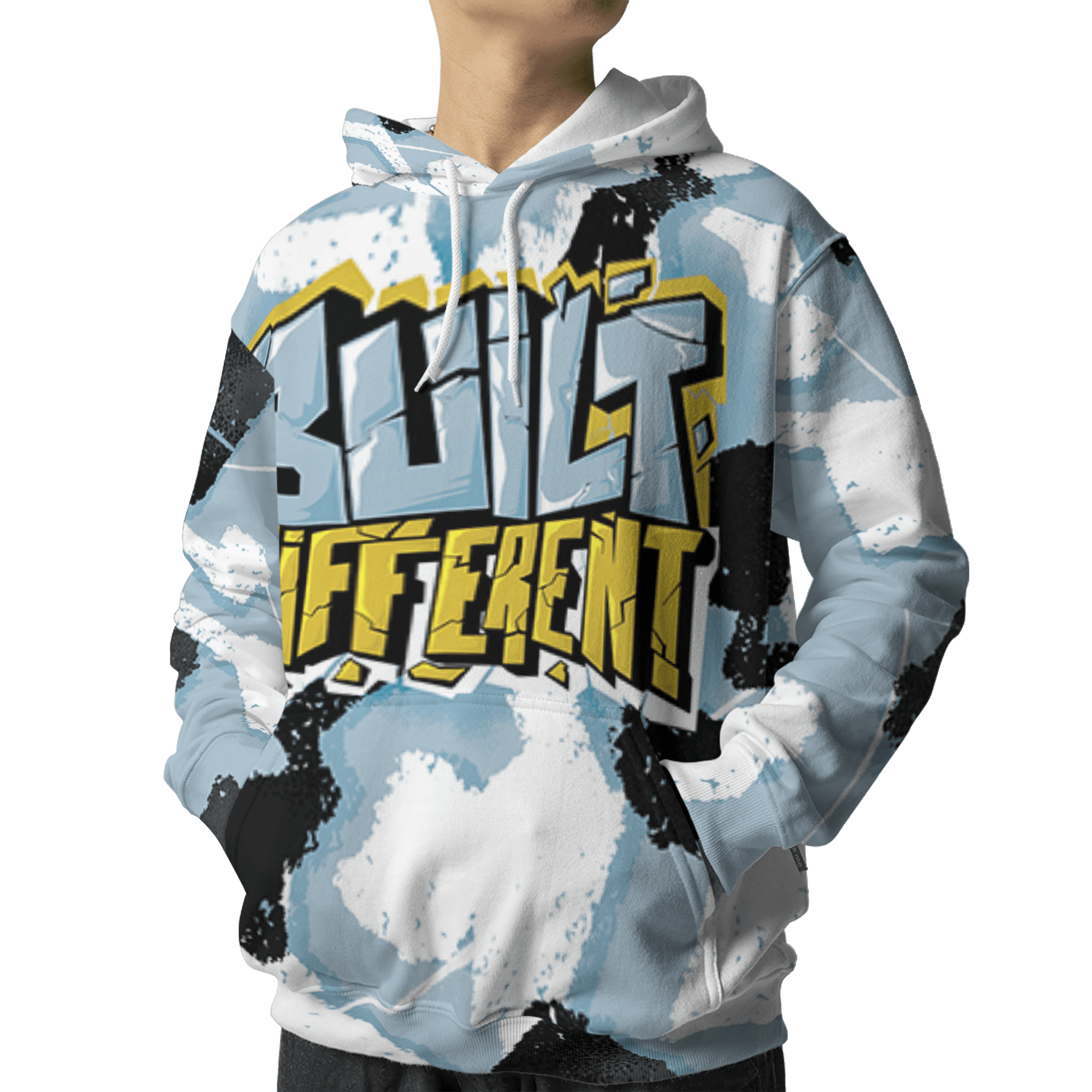 Blue Grey 13s Hoodie Match Built Different 3D All-Over Print Broken - NastyJamz