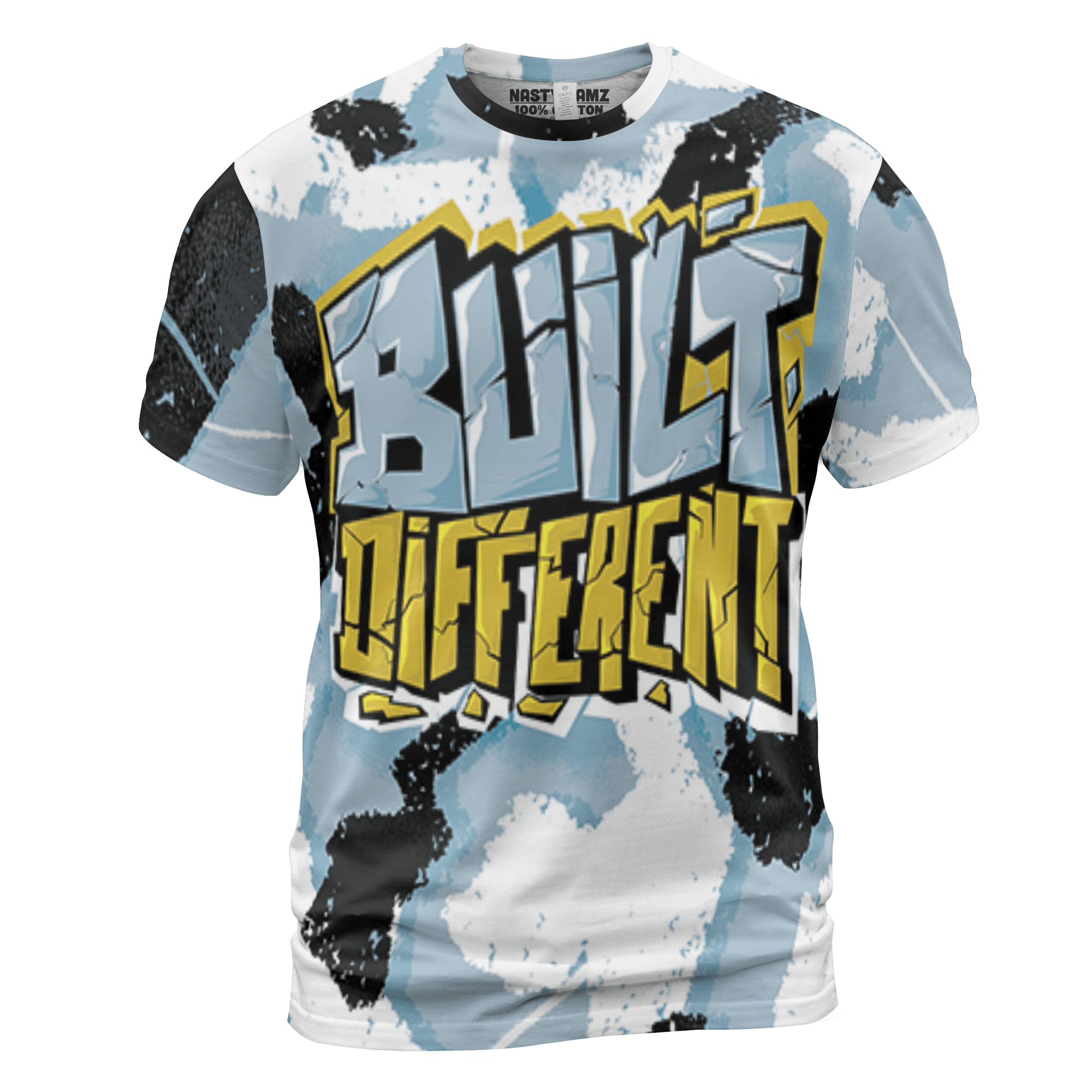 Blue Grey 13s T Shirt Match Built Different 3D All-Over Print Broken - NastyJamz