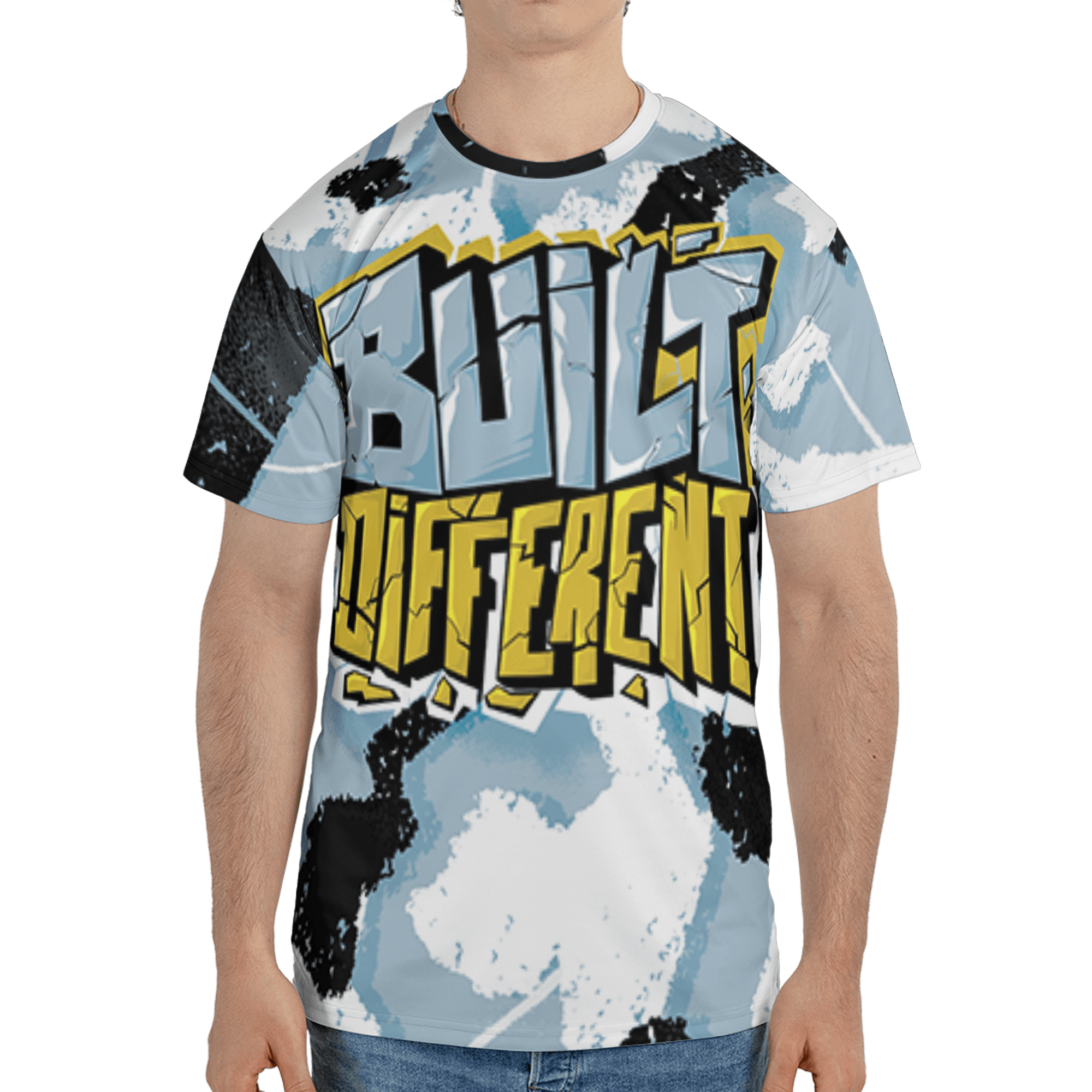 Blue Grey 13s T Shirt Match Built Different 3D All-Over Print Broken - NastyJamz