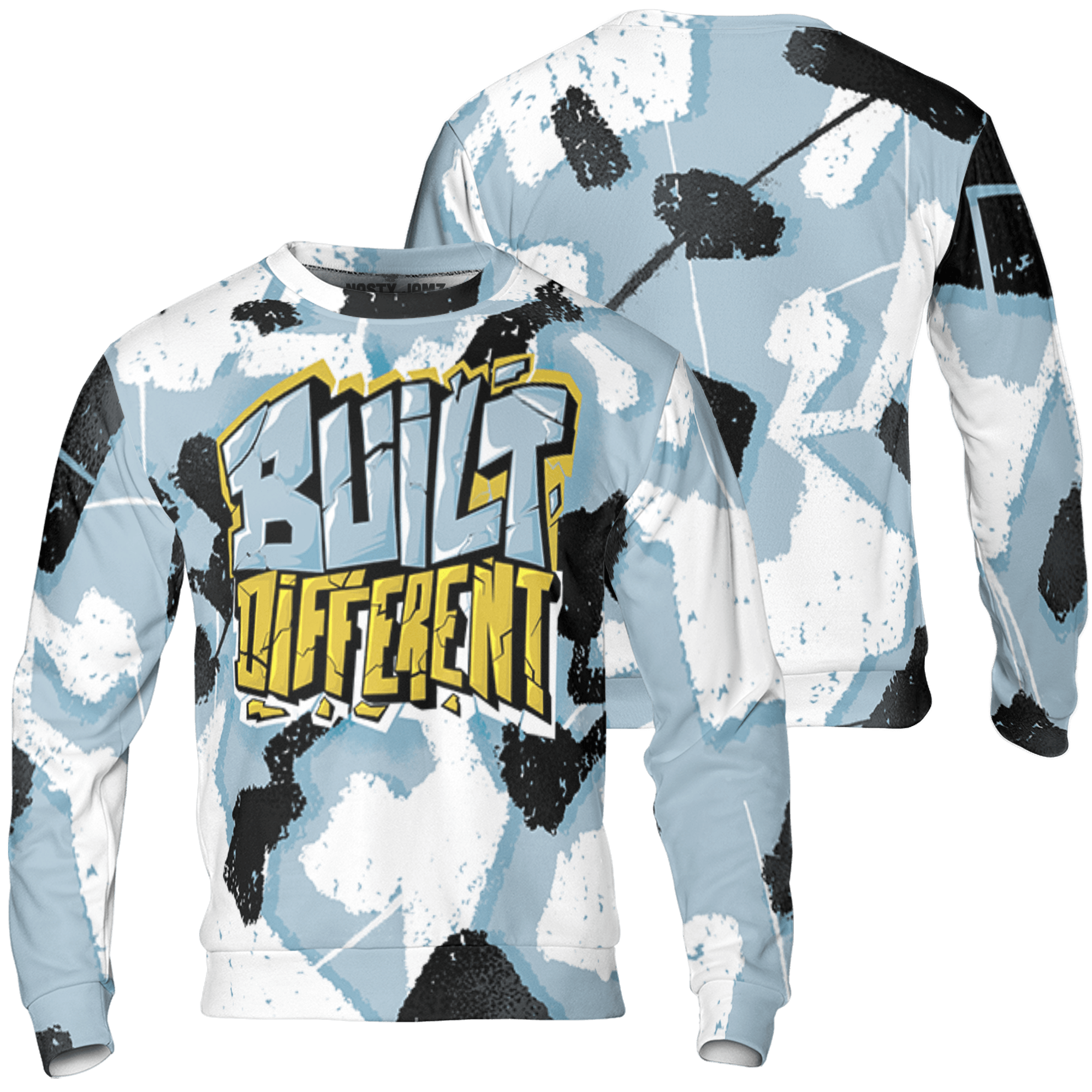 Blue Grey 13s Sweatshirt Match Built Different 3D All-Over Print Broken - NastyJamz