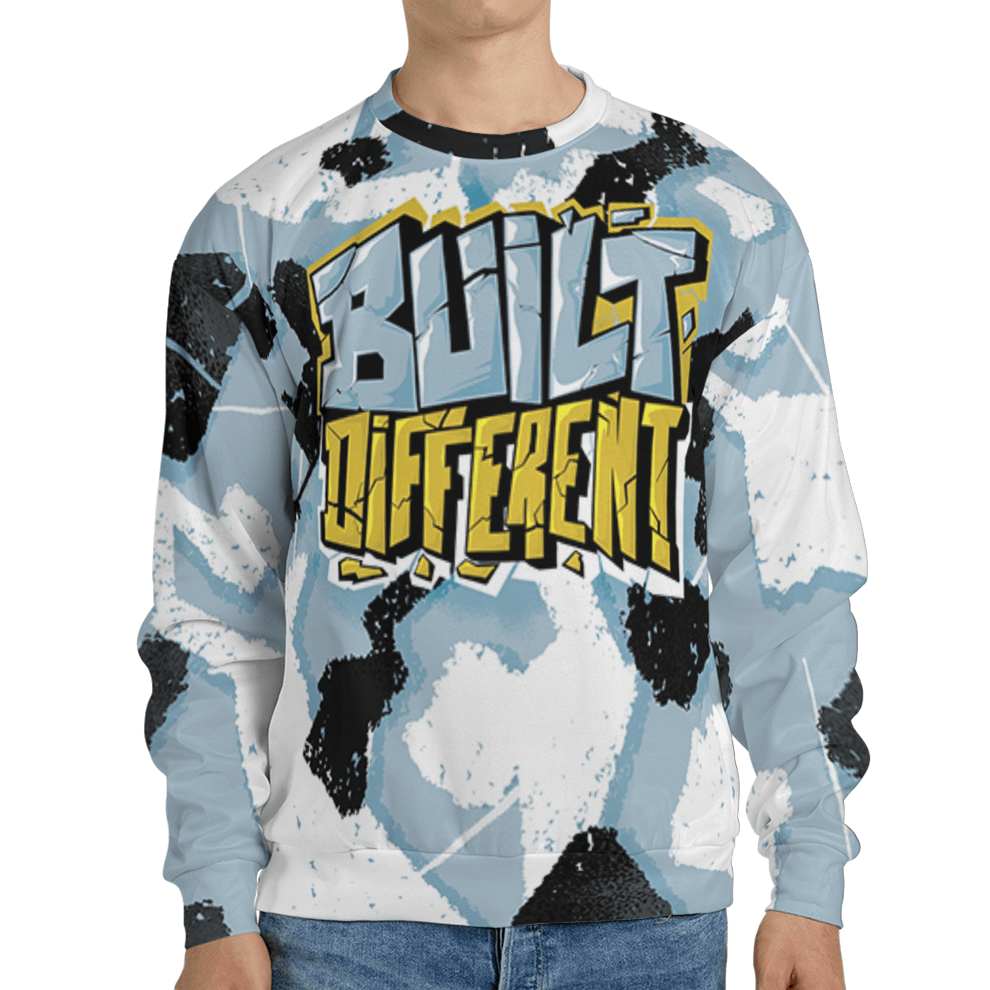 Blue Grey 13s Sweatshirt Match Built Different 3D All-Over Print Broken - NastyJamz