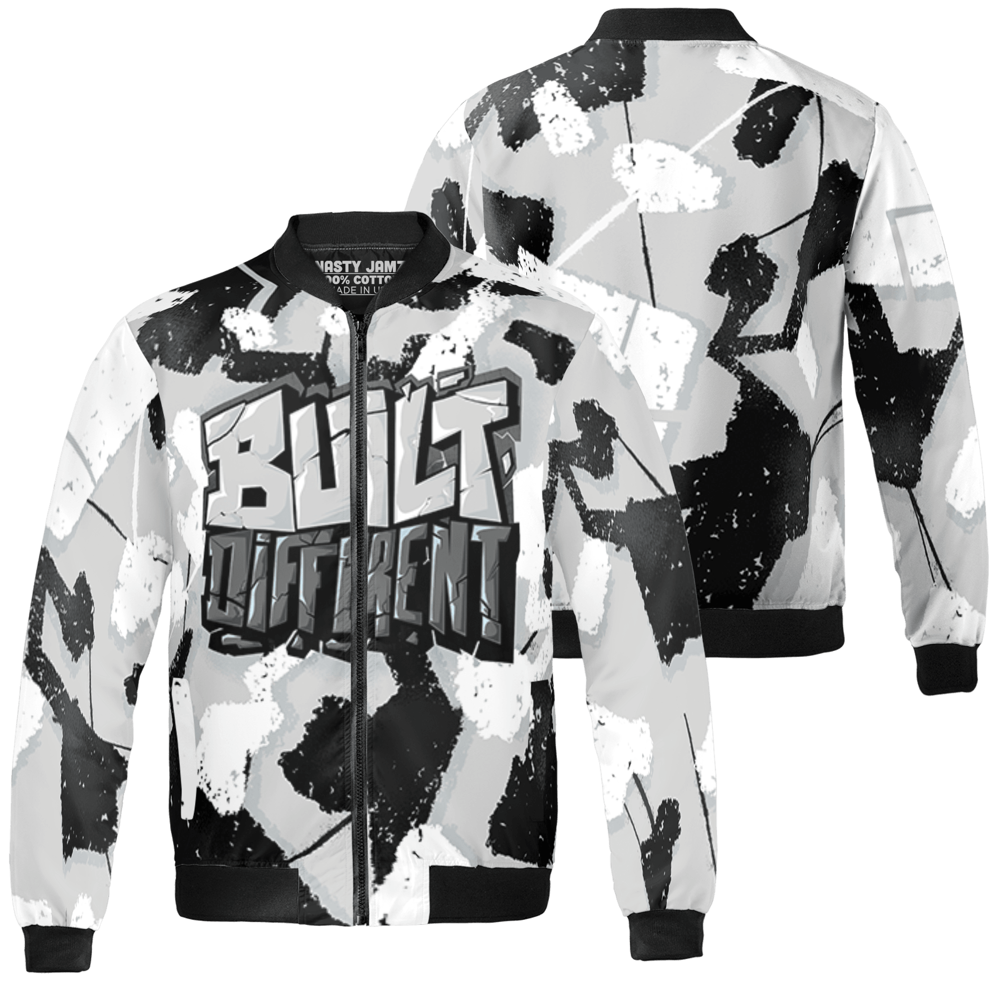 Retro High OG Black White 1s Jacket Match Built Different 3D All-Over Print Broken - NastyJamz