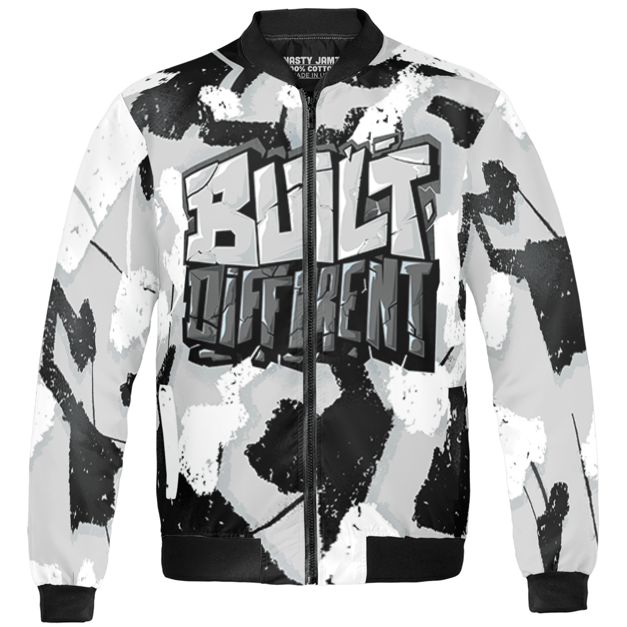 Retro High OG Black White 1s Jacket Match Built Different 3D All-Over Print Broken - NastyJamz