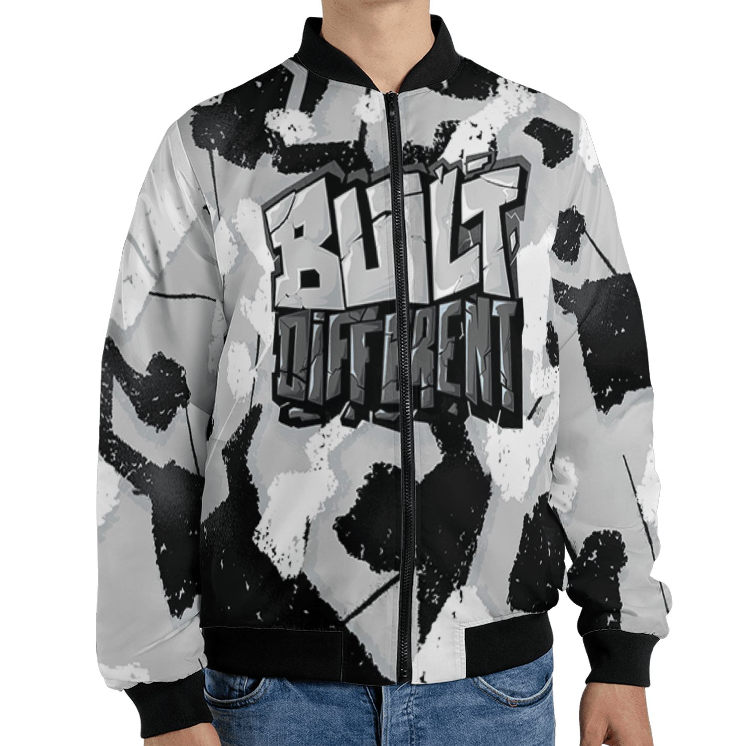 Retro High OG Black White 1s Jacket Match Built Different 3D All-Over Print Broken - NastyJamz