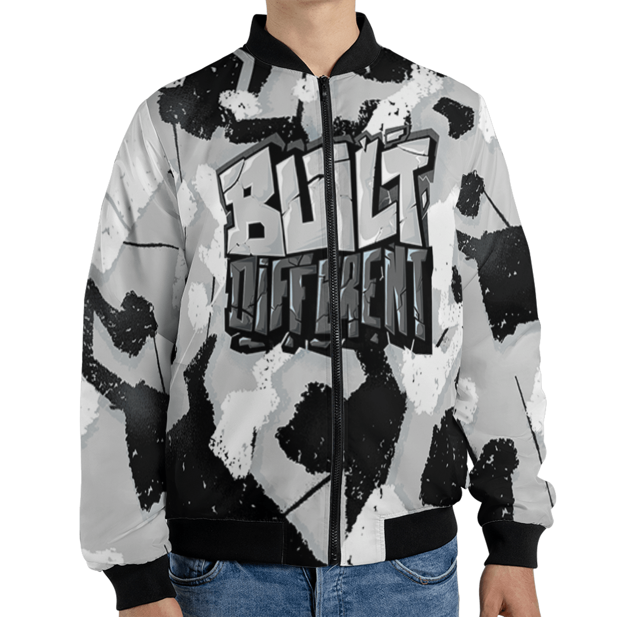 Retro High OG Black White 1s Jacket Match Built Different 3D All-Over Print Broken - NastyJamz