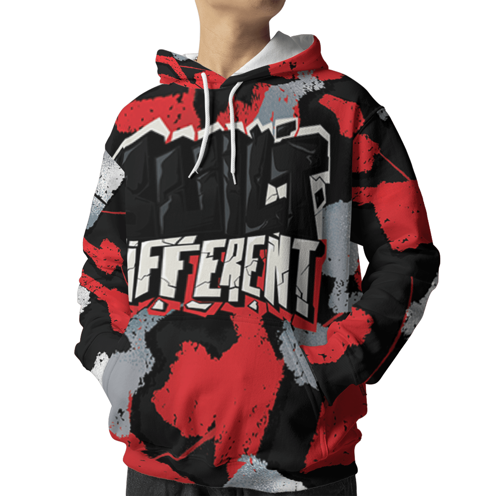 Bred Reimagined 4s Hoodie Match Built Different 3D All-Over Print Broken - NastyJamz