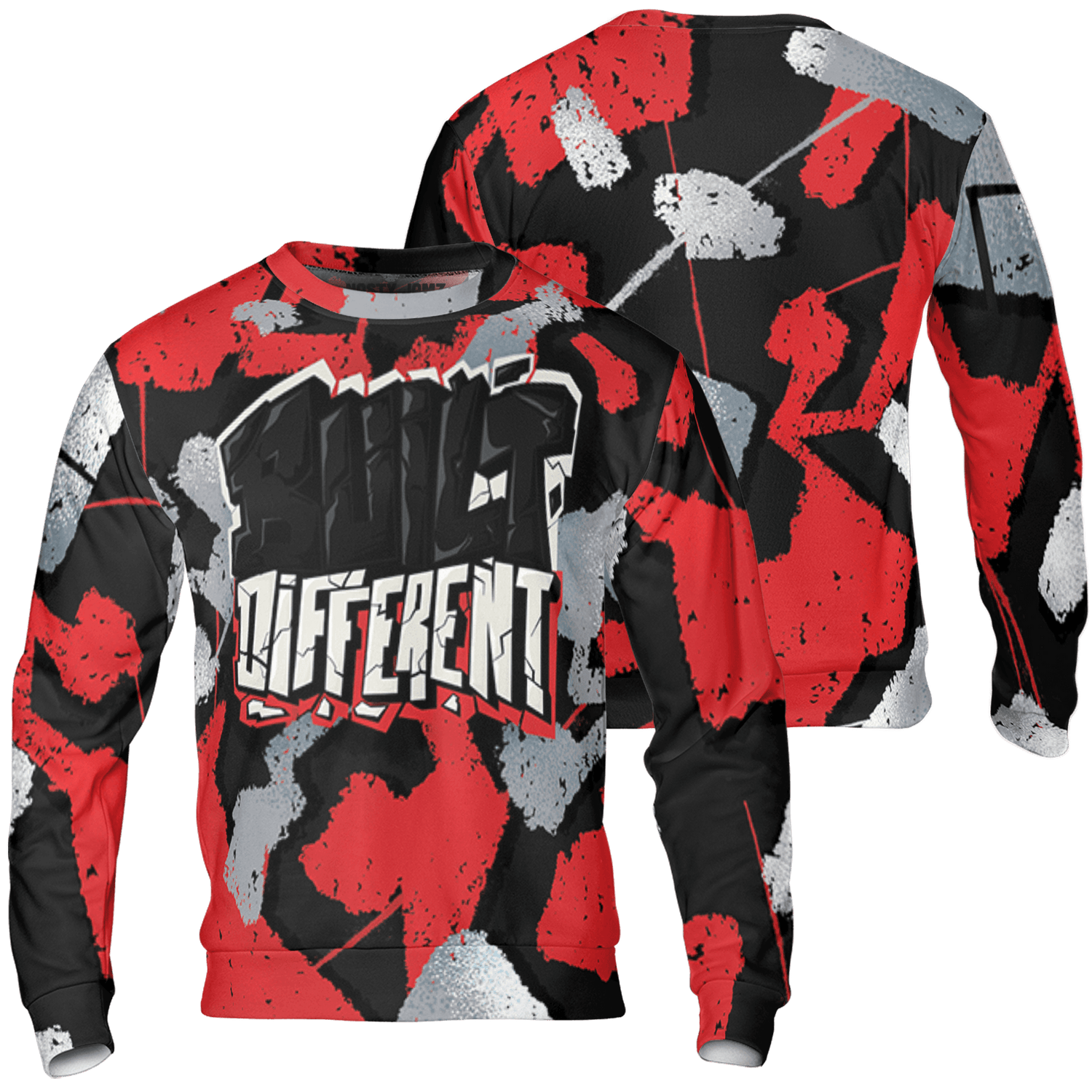 Bred Reimagined 4s Sweatshirt Match Built Different 3D All-Over Print Broken - NastyJamz