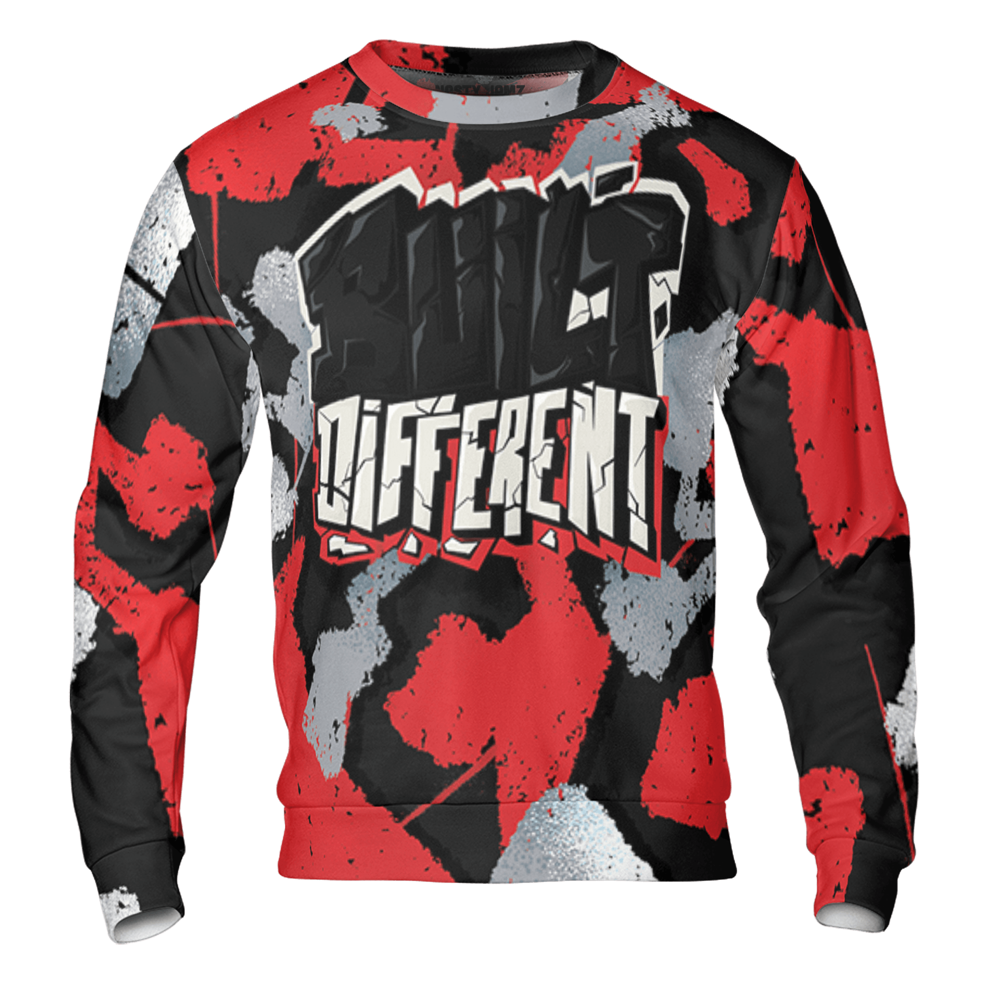 Bred Reimagined 4s Sweatshirt Match Built Different 3D All-Over Print Broken - NastyJamz