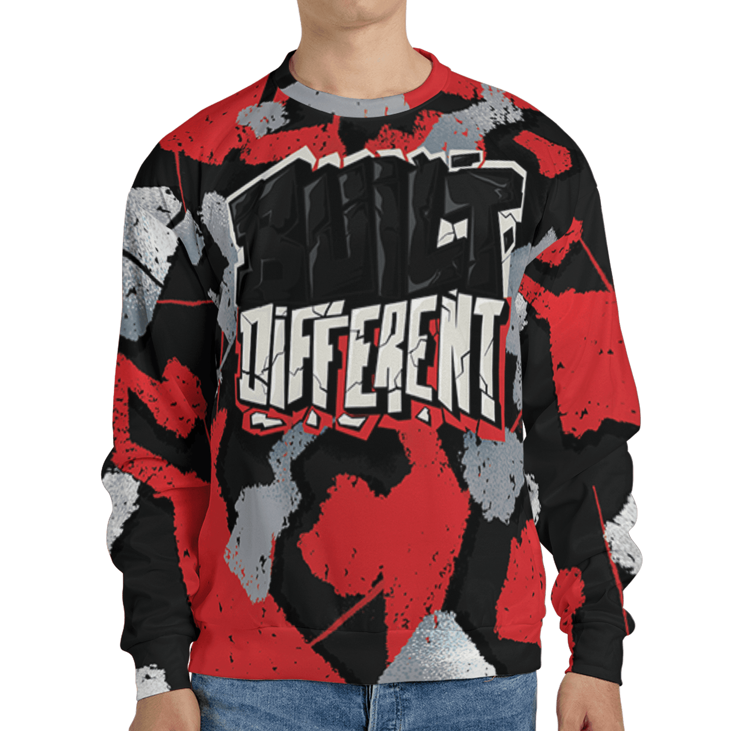 Bred Reimagined 4s Sweatshirt Match Built Different 3D All-Over Print Broken - NastyJamz