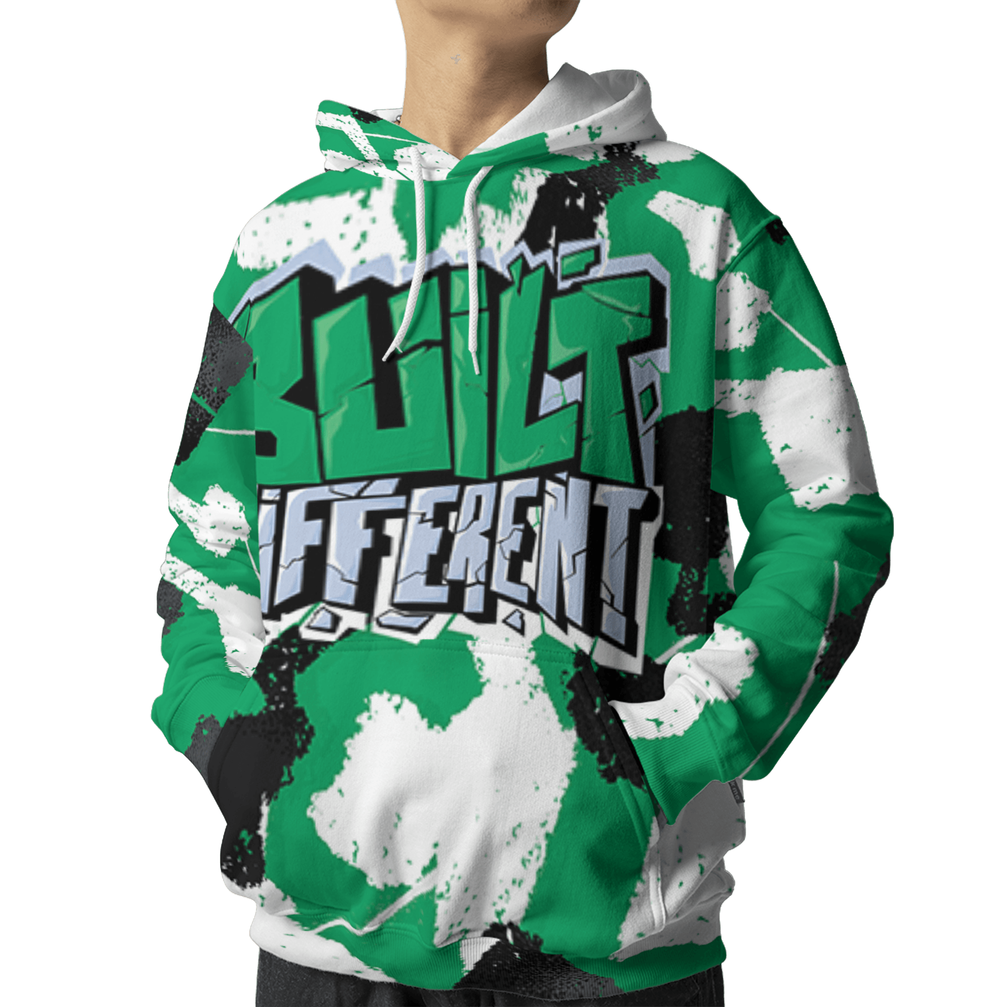 Lucky Green 5s Hoodie Match Built Different 3D All-Over Print Broken - NastyJamz
