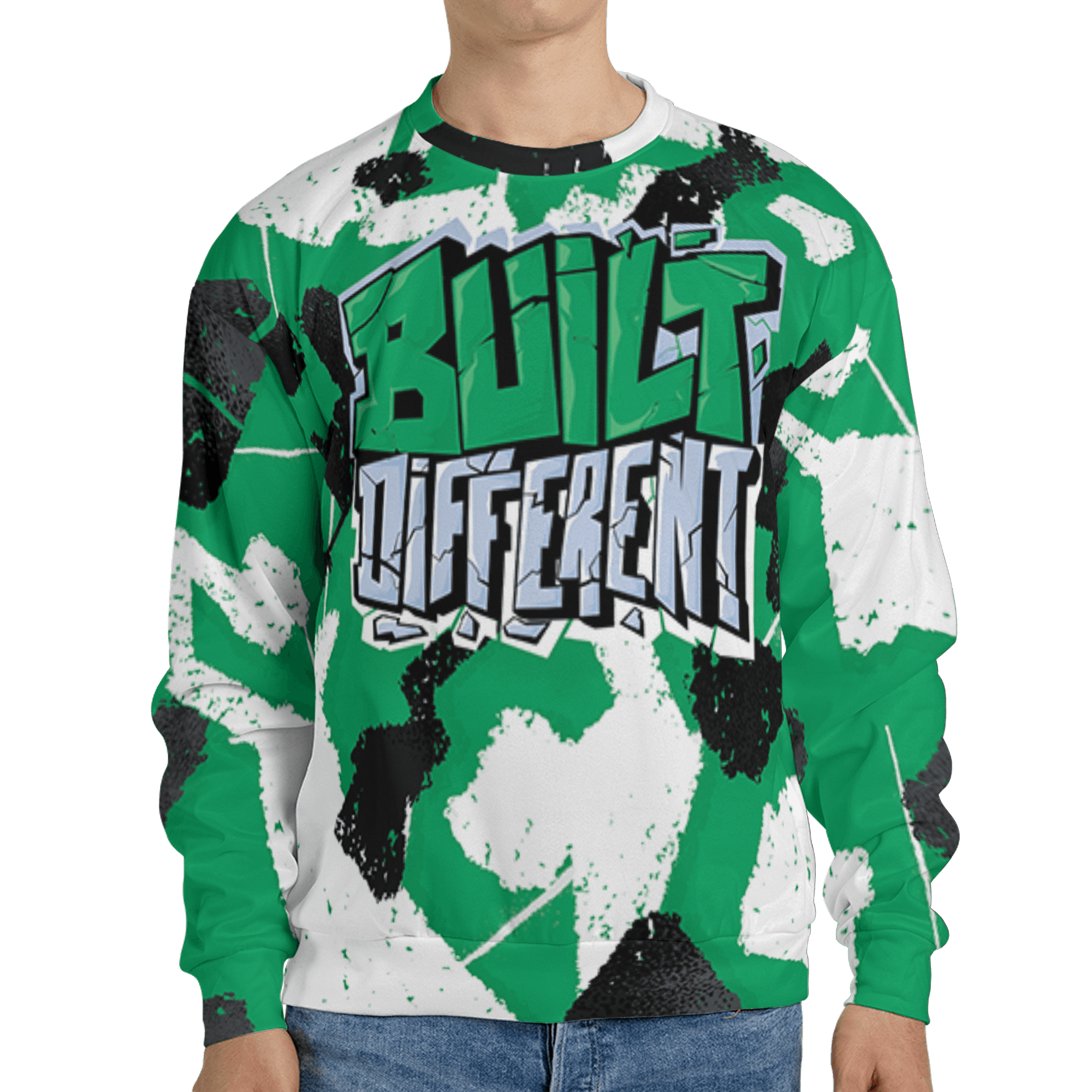 Lucky Green 5s Sweatshirt Match Built Different 3D All-Over Print Broken - NastyJamz