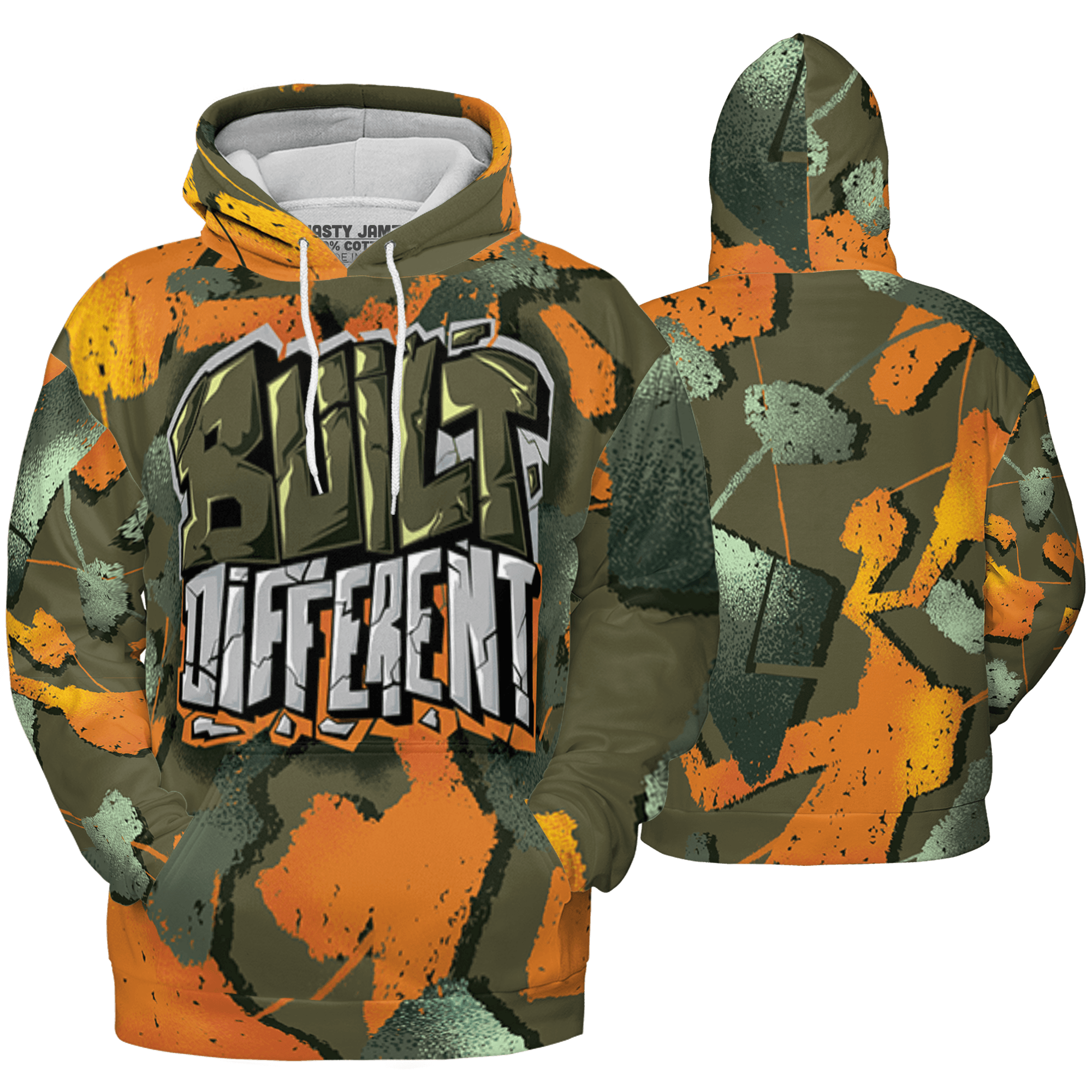 Olive 5s Hoodie Match Built Different 3D All-Over Print Broken - NastyJamz