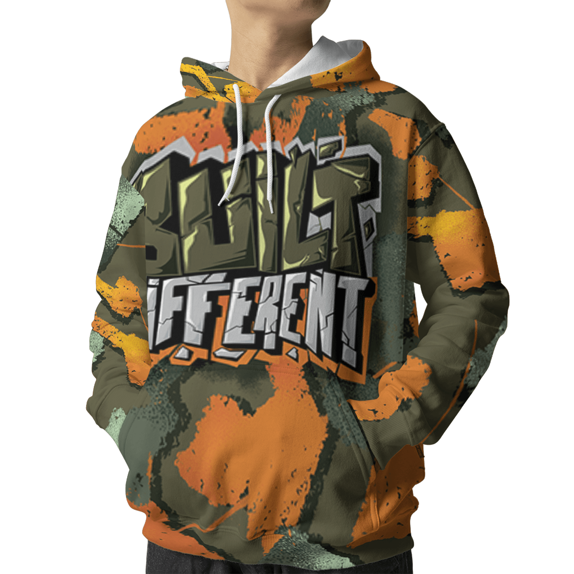 Olive 5s Hoodie Match Built Different 3D All-Over Print Broken - NastyJamz