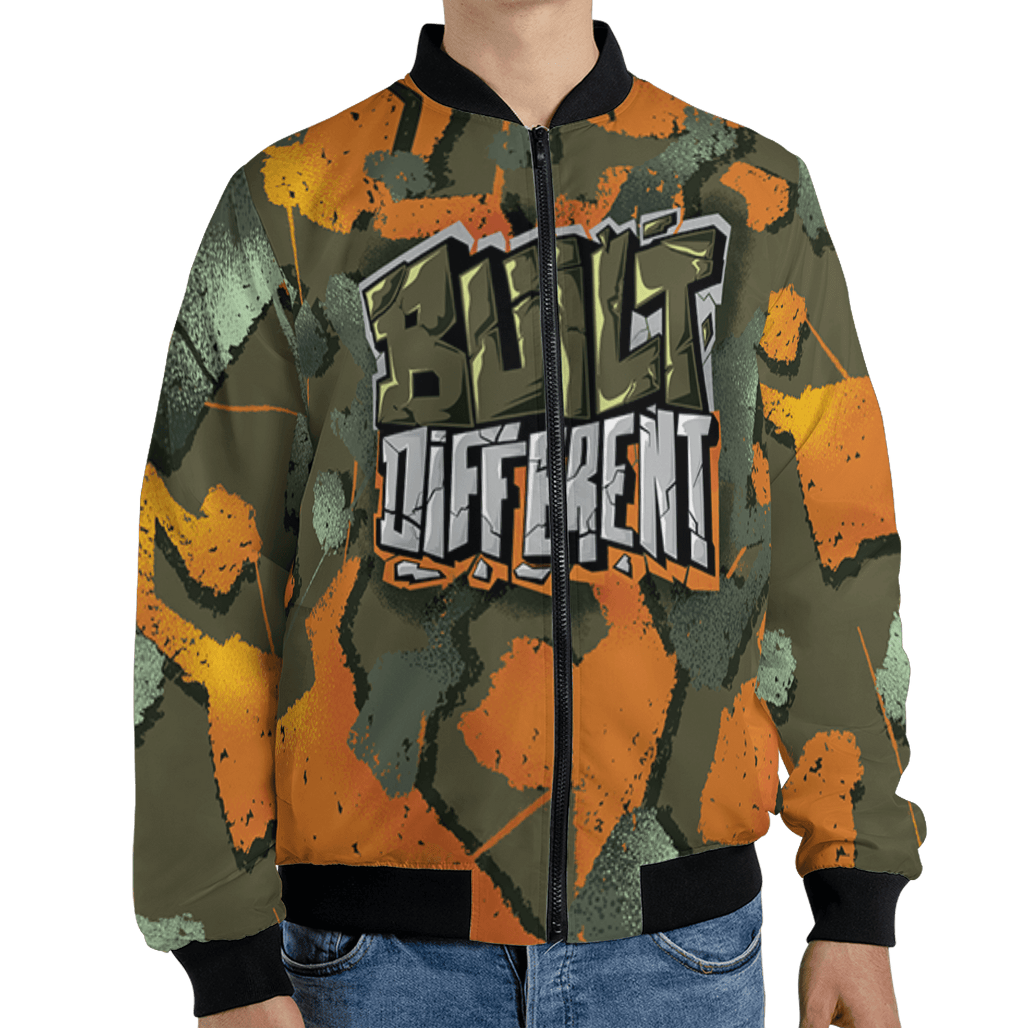 Olive 5s Jacket Match Built Different 3D All-Over Print Broken - NastyJamz