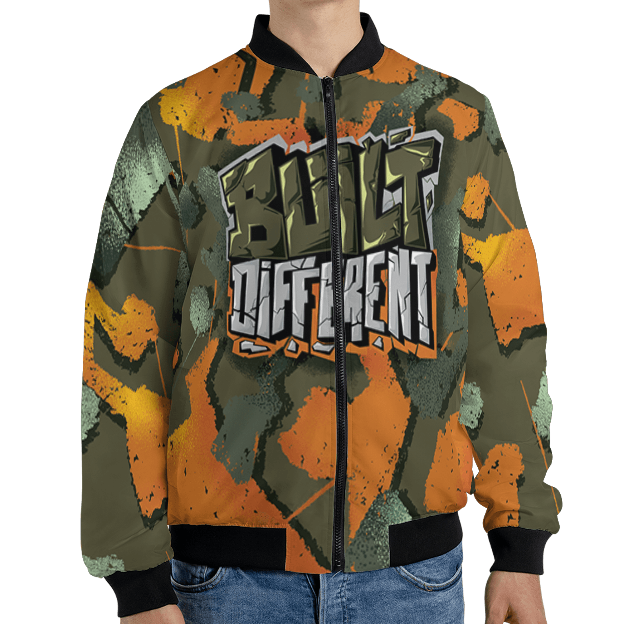 Olive 5s Jacket Match Built Different 3D All-Over Print Broken - NastyJamz