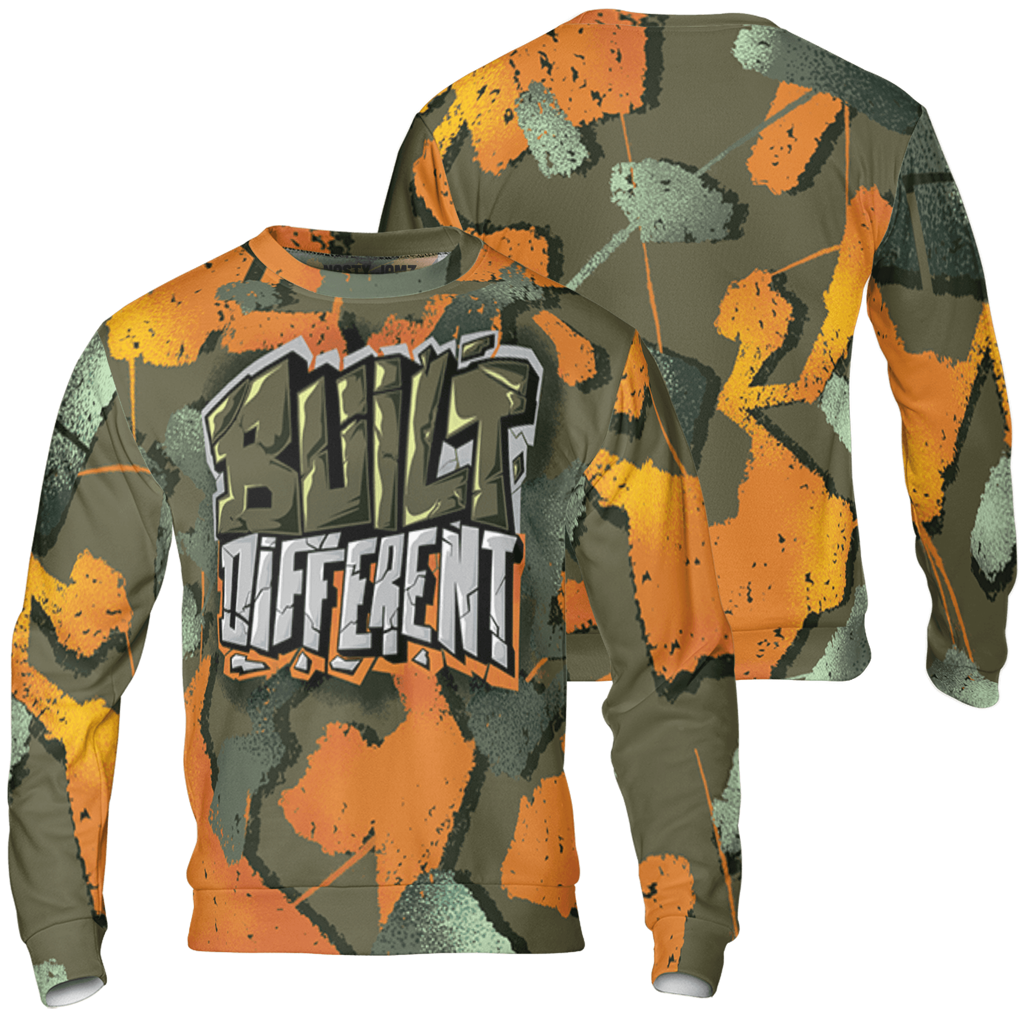 Olive 5s Sweatshirt Match Built Different 3D All-Over Print Broken - NastyJamz