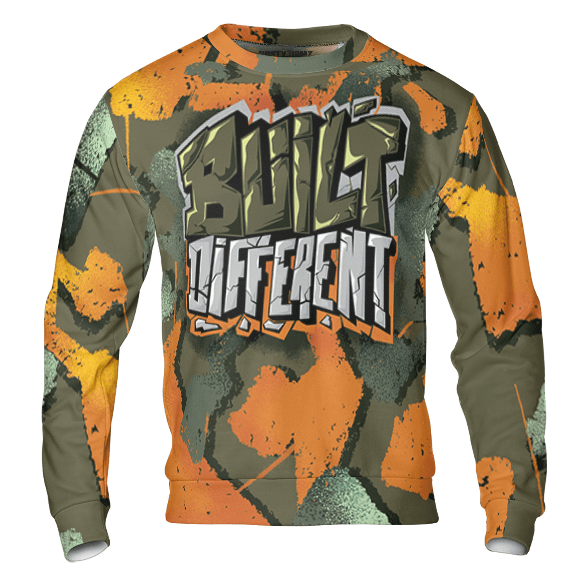 Olive 5s Sweatshirt Match Built Different 3D All-Over Print Broken - NastyJamz
