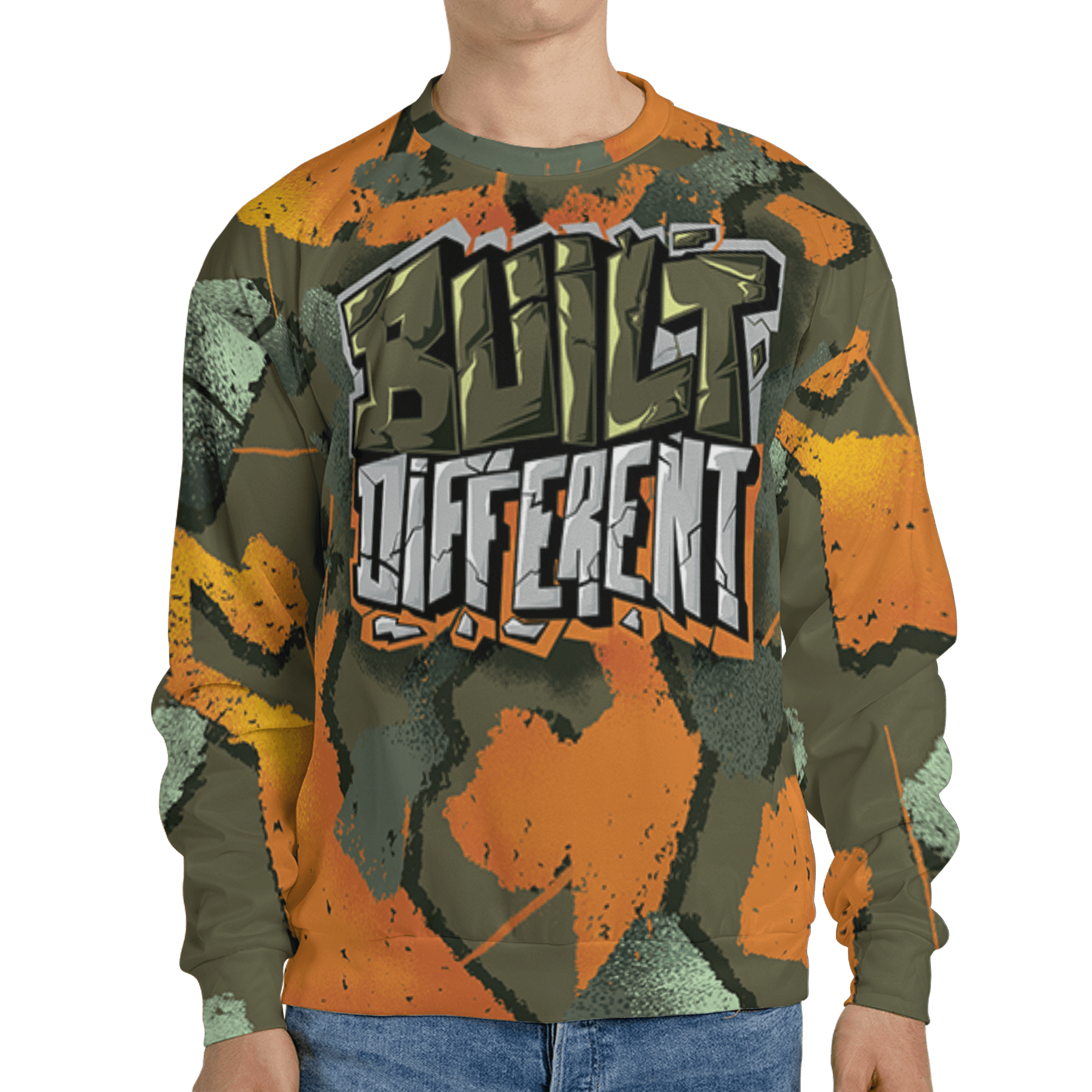 Olive 5s Sweatshirt Match Built Different 3D All-Over Print Broken - NastyJamz