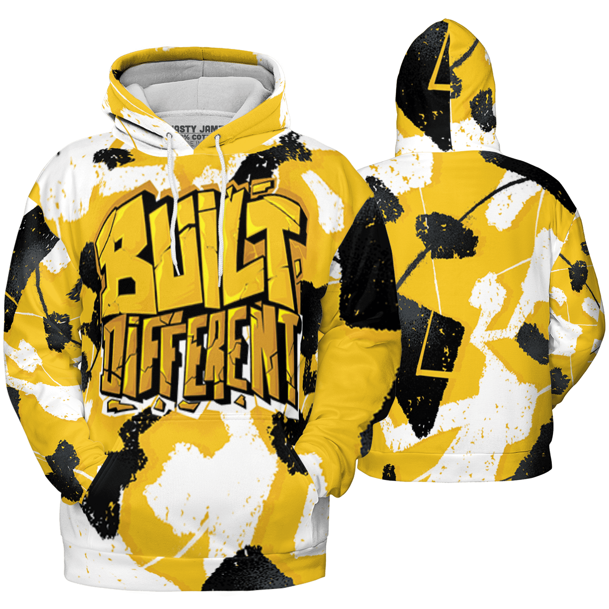 Yellow Ochre 6s Hoodie Match Built Different 3D All-Over Print Broken - NastyJamz