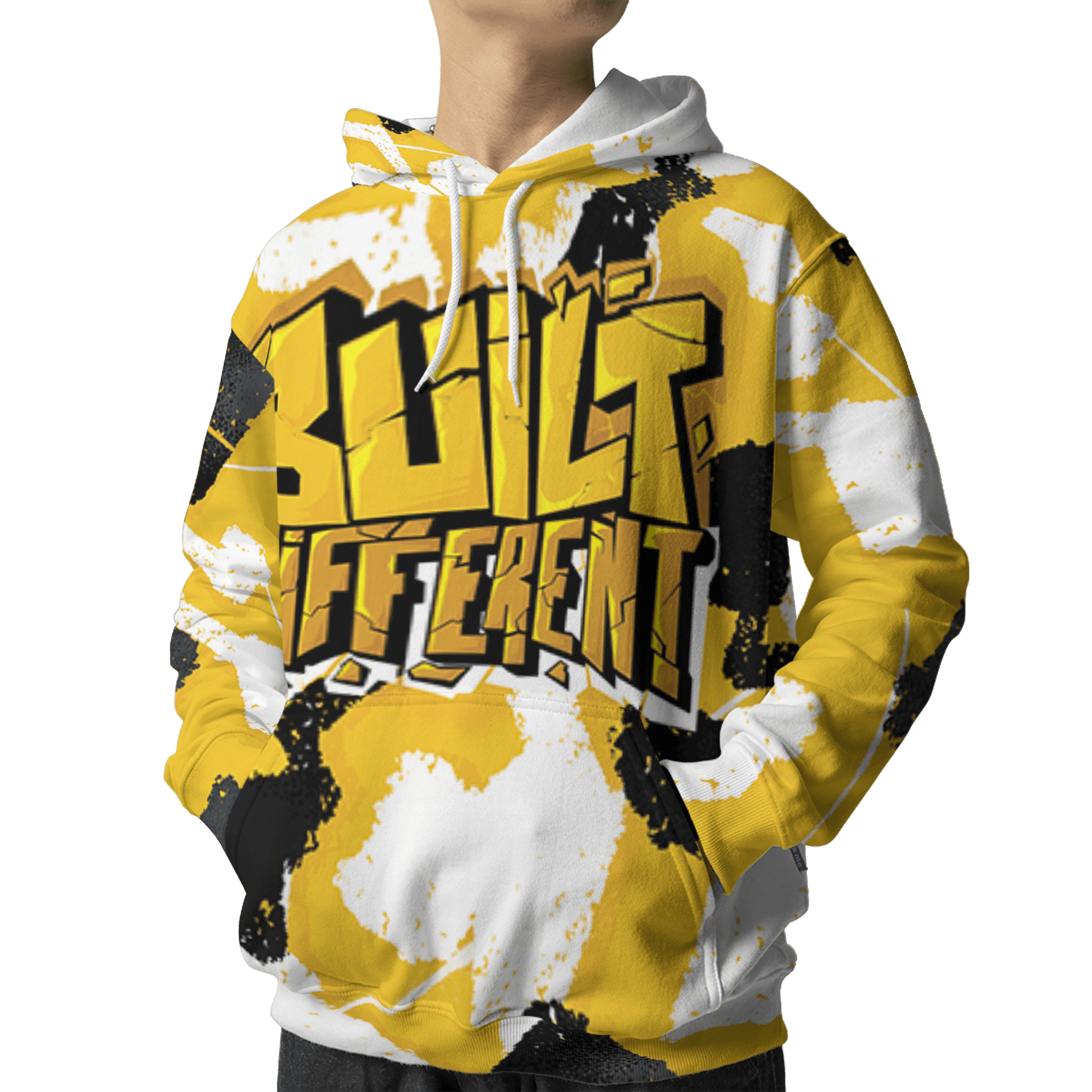 Yellow Ochre 6s Hoodie Match Built Different 3D All-Over Print Broken - NastyJamz
