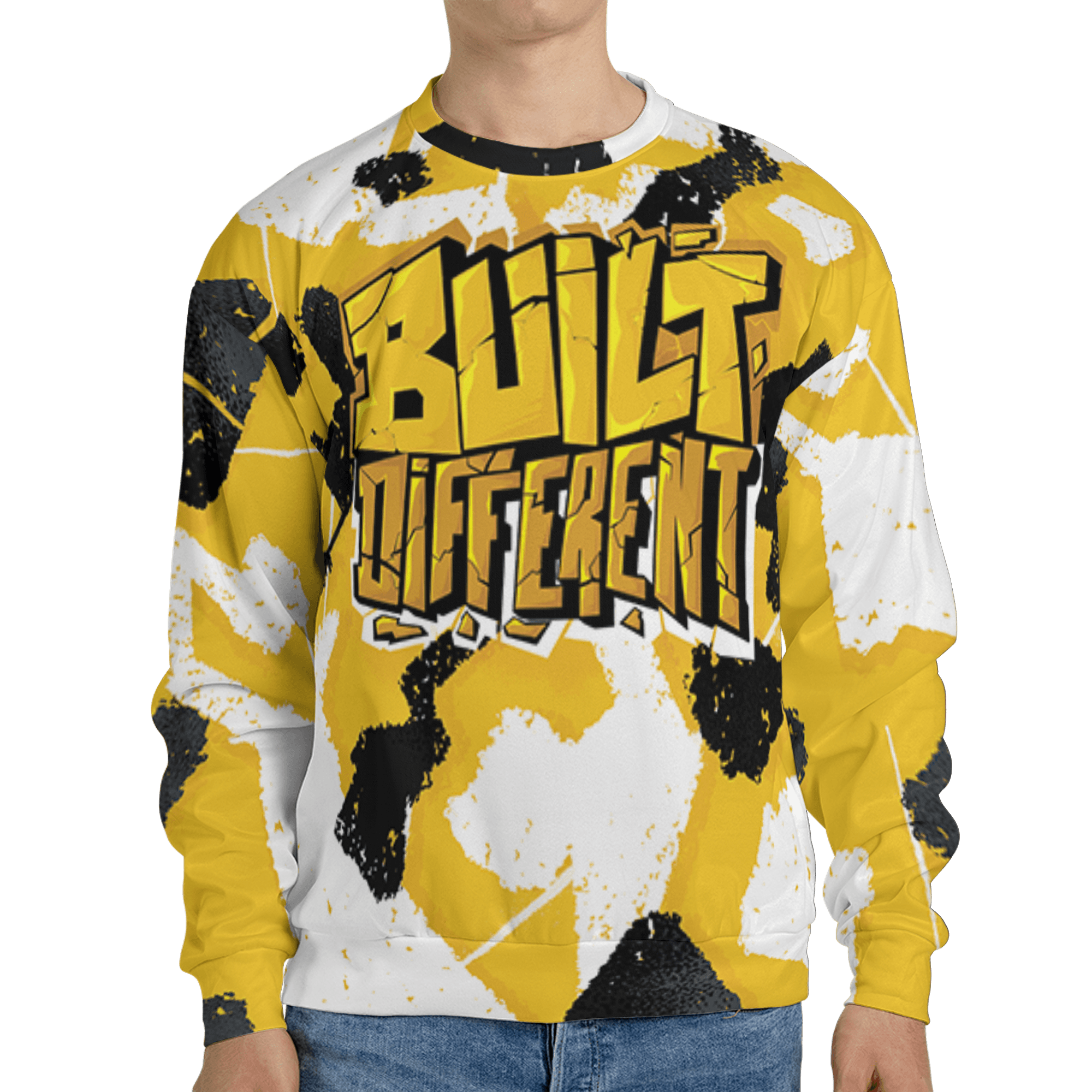Yellow Ochre 6s Sweatshirt Match Built Different 3D All-Over Print Broken - NastyJamz