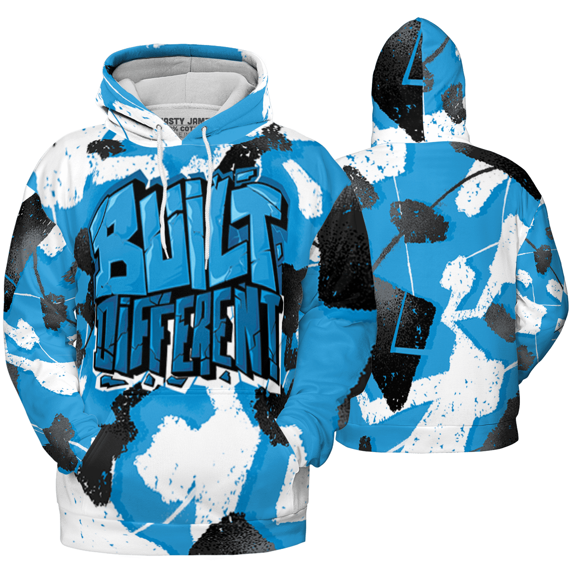 Powder Blue 9s Hoodie Match Built Different 3D All-Over Print Broken - NastyJamz